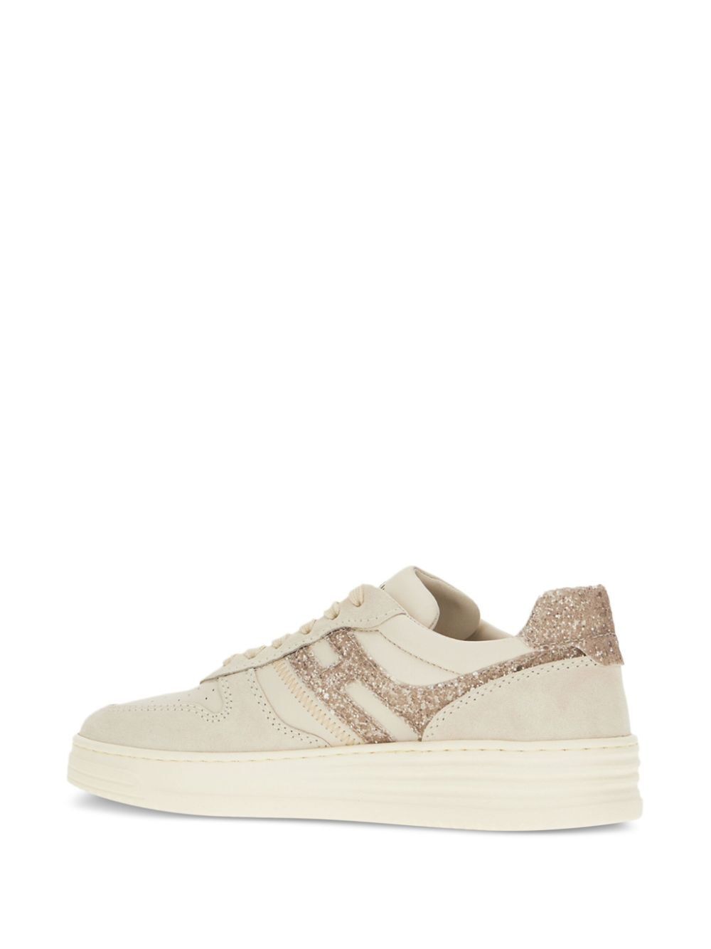 HOGAN Elegant Suede and Smooth Leather H630 Mini Sneaker with Glittered Detail