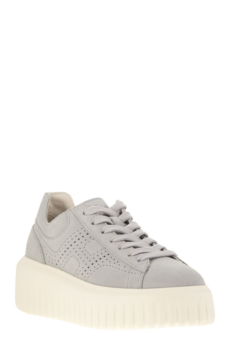 HOGAN Suede Trainers with Perforated Side H - 5.8 cm