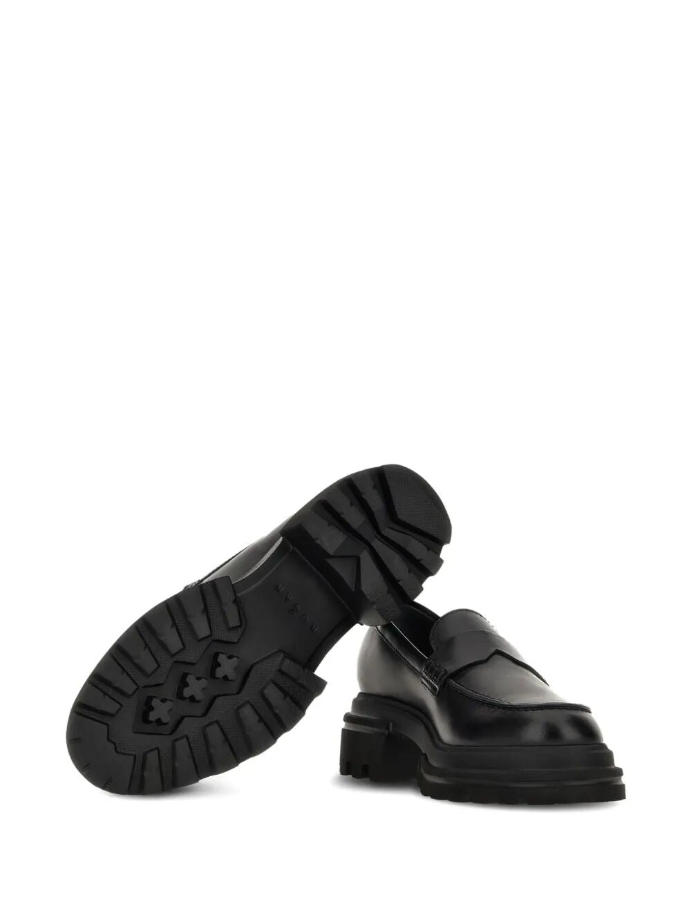 HOGAN 10-Storey Smooth Leather & Workwear Sole Loafers for Women