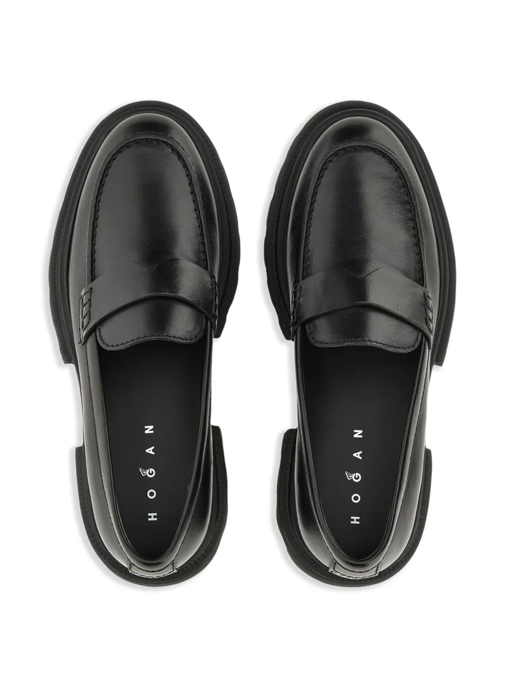 HOGAN 10-Storey Smooth Leather & Workwear Sole Loafers for Women