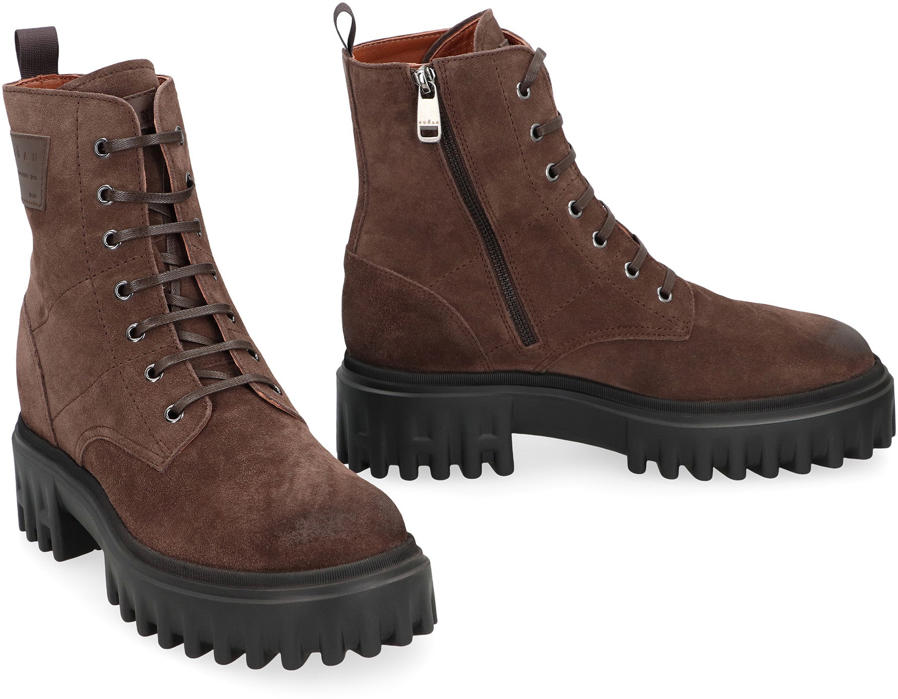 HOGAN Combat Boots with Side Zip Closure for Women