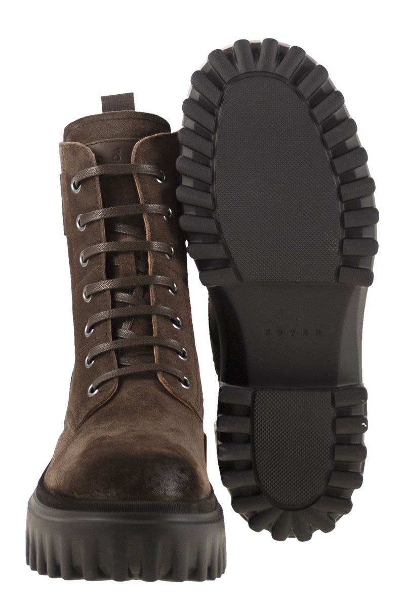 HOGAN Combat Boots with Side Zip Closure for Women