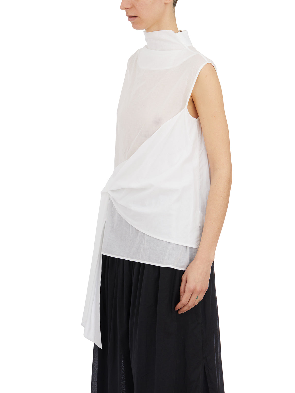 NU High Neck Mini Tank Top with Half-Zip for Women - Size 1