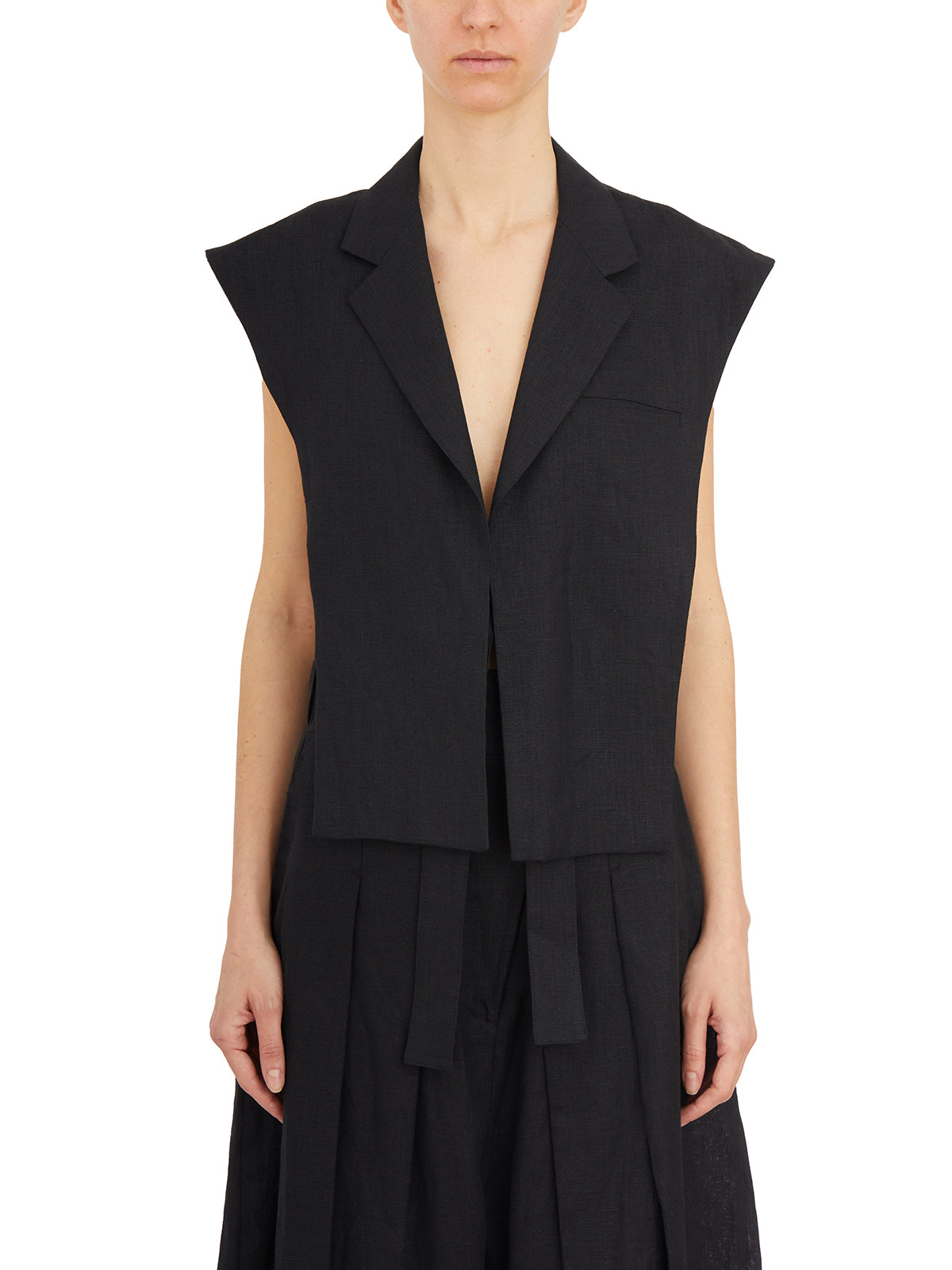 NU Linen Cut Front Tie Vest - Size 1