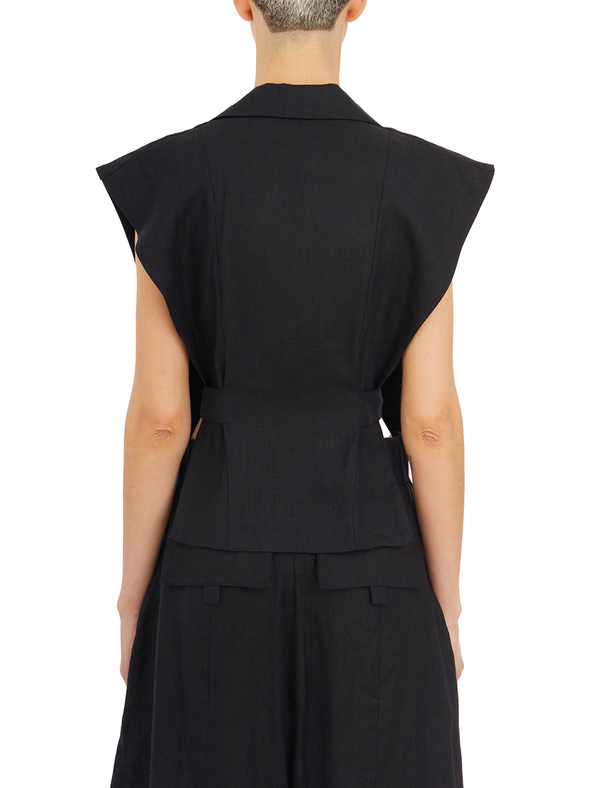 NU Linen Cut Front Tie Vest - Size 1