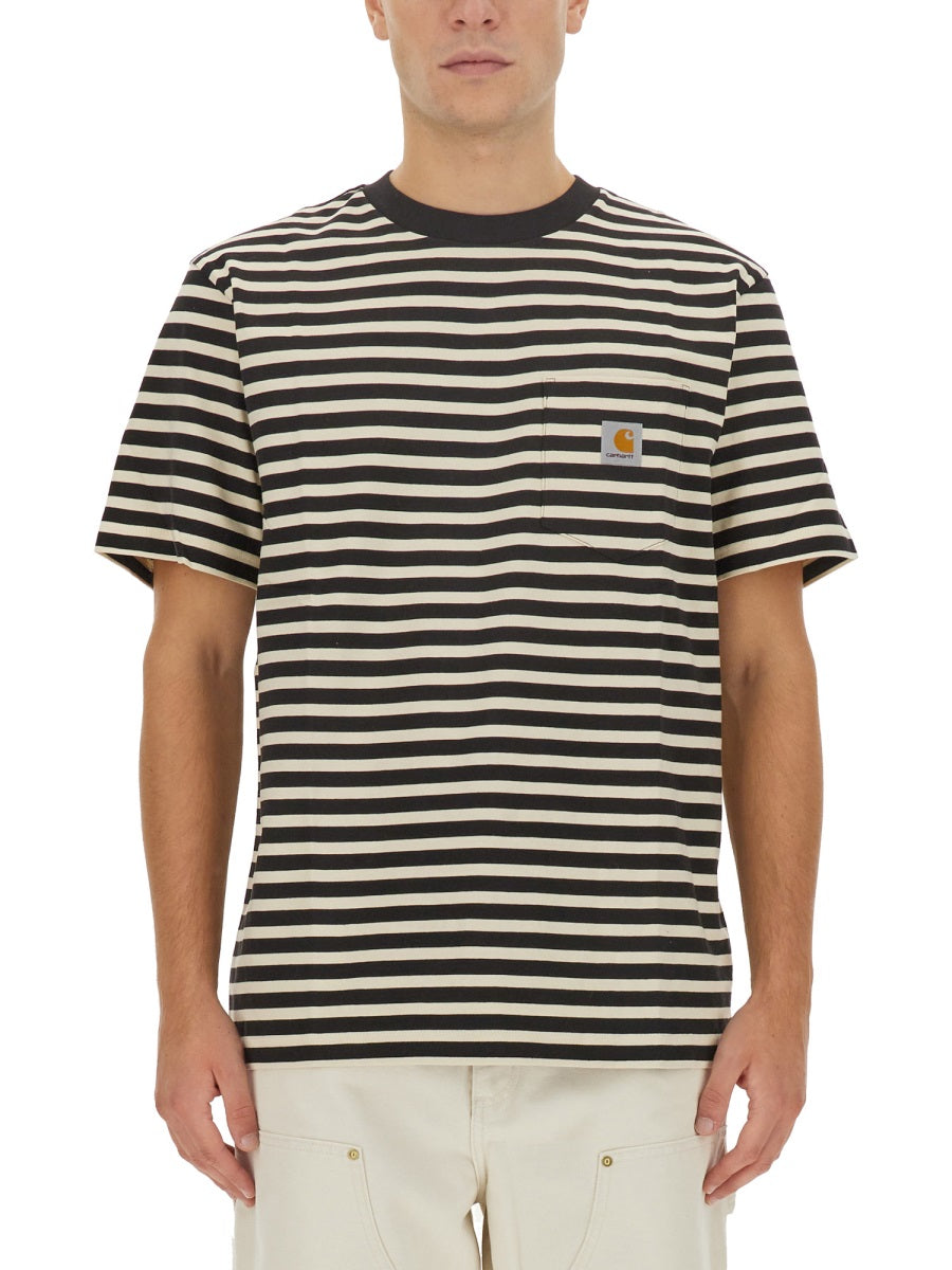 CARHARTT WIP Striped Regular Fit T-Shirt - Size L