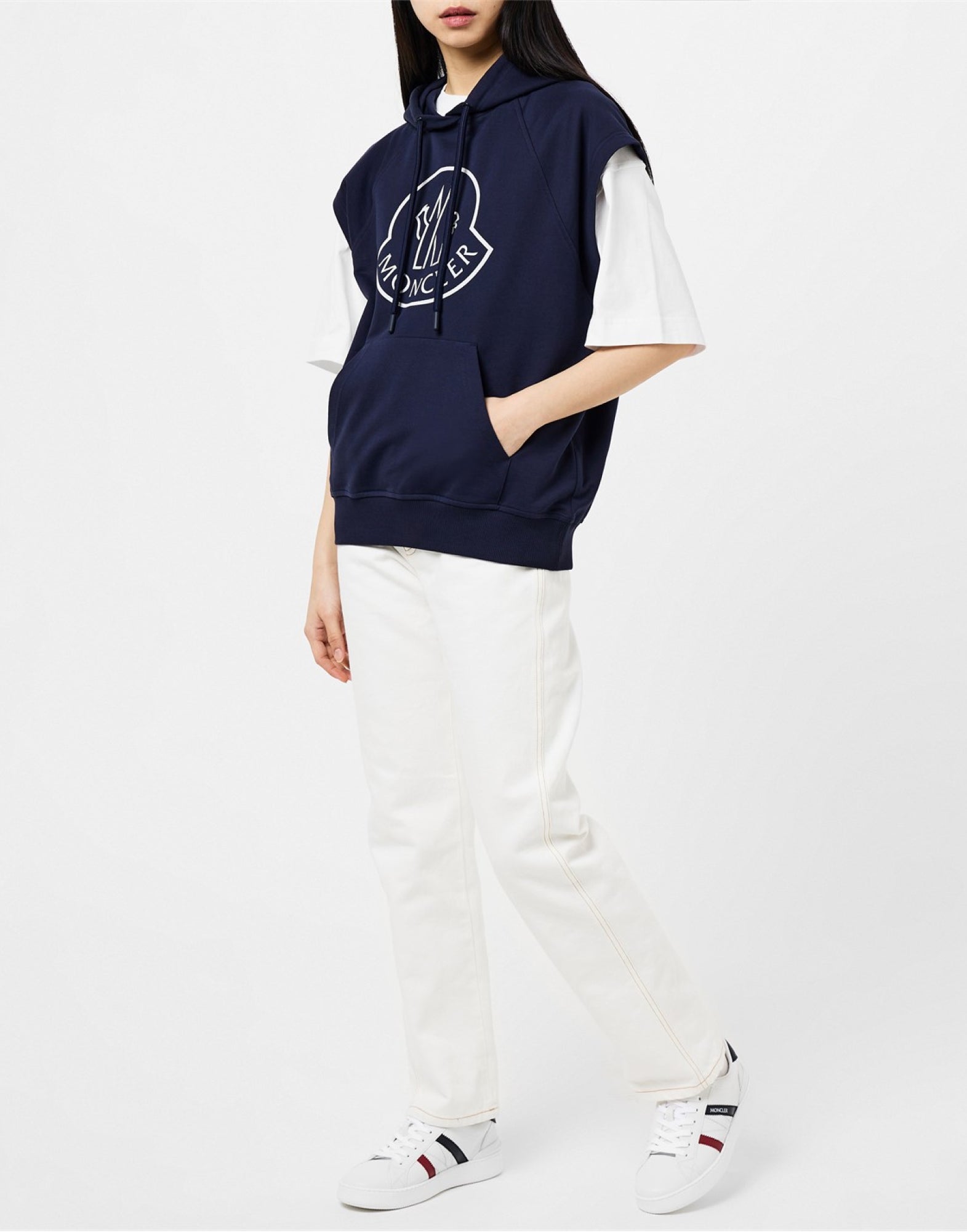 MONCLER Logo Printed Sleeveless Hoodie