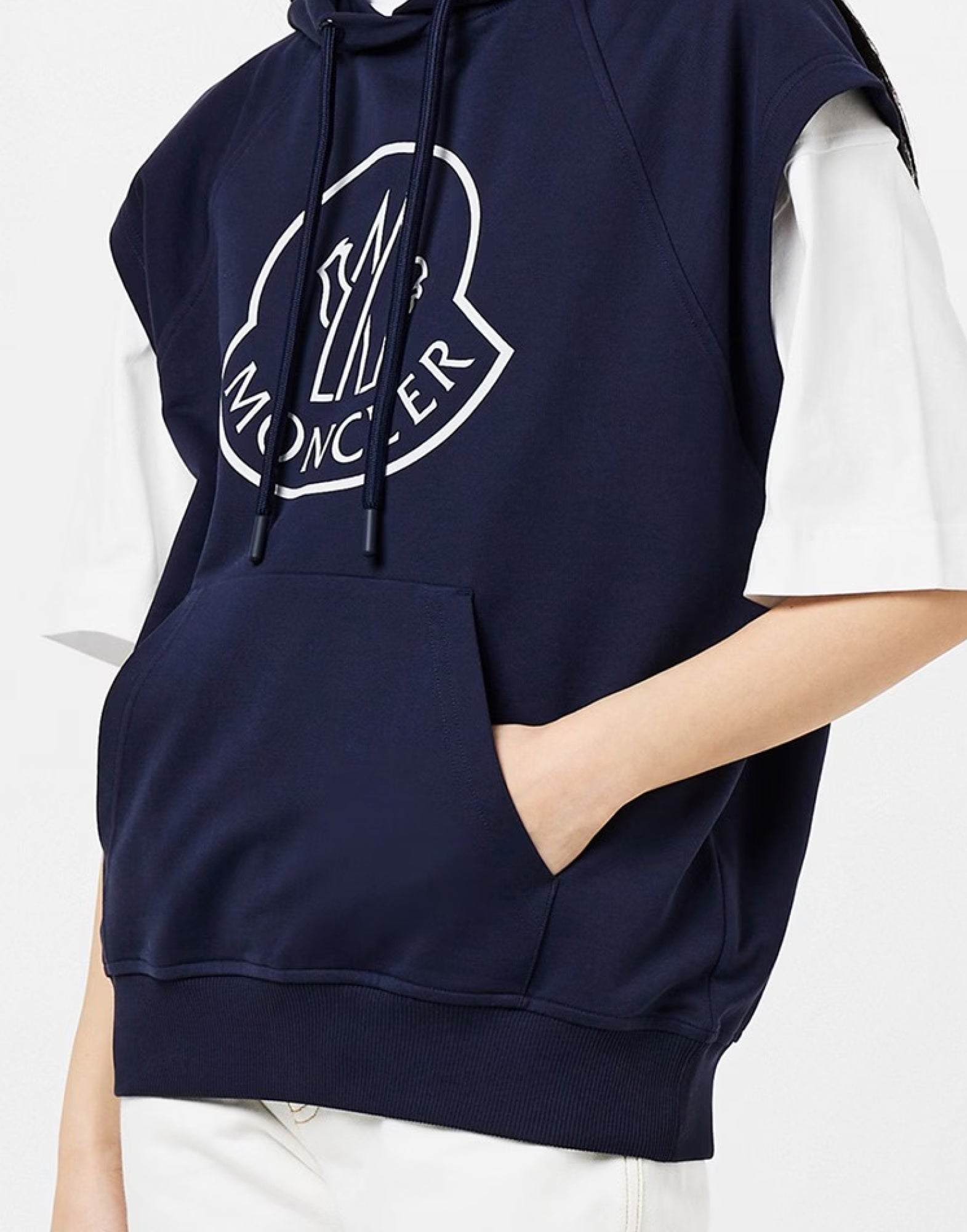 MONCLER Logo Printed Sleeveless Hoodie