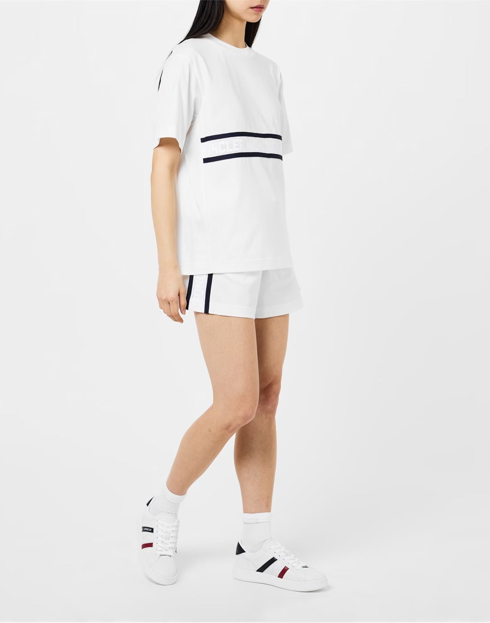 MONCLER Stripe Detail Logo Mini Shorts for Women