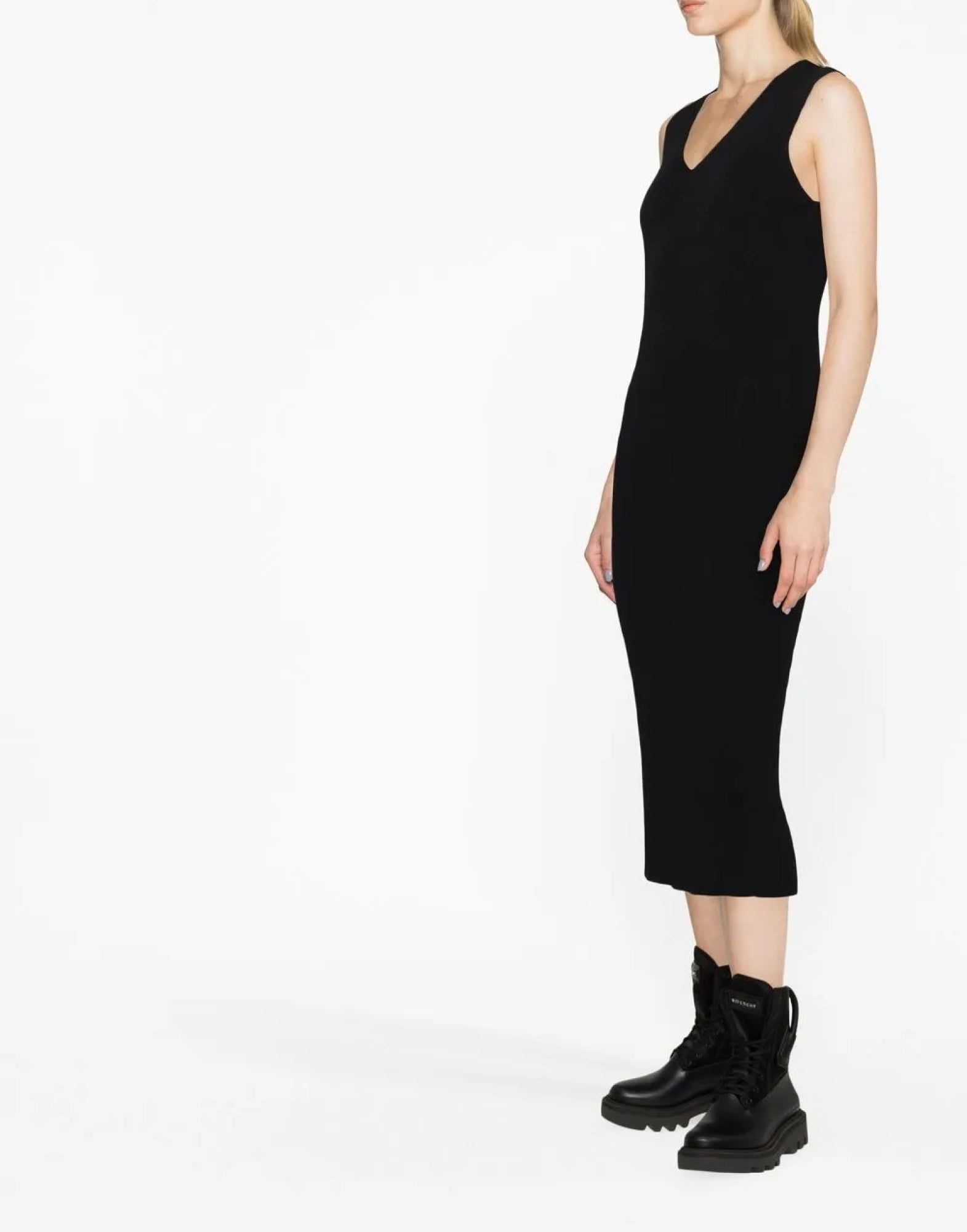 MONCLER Knit Logo Midi Dress - Sleek and Stylish