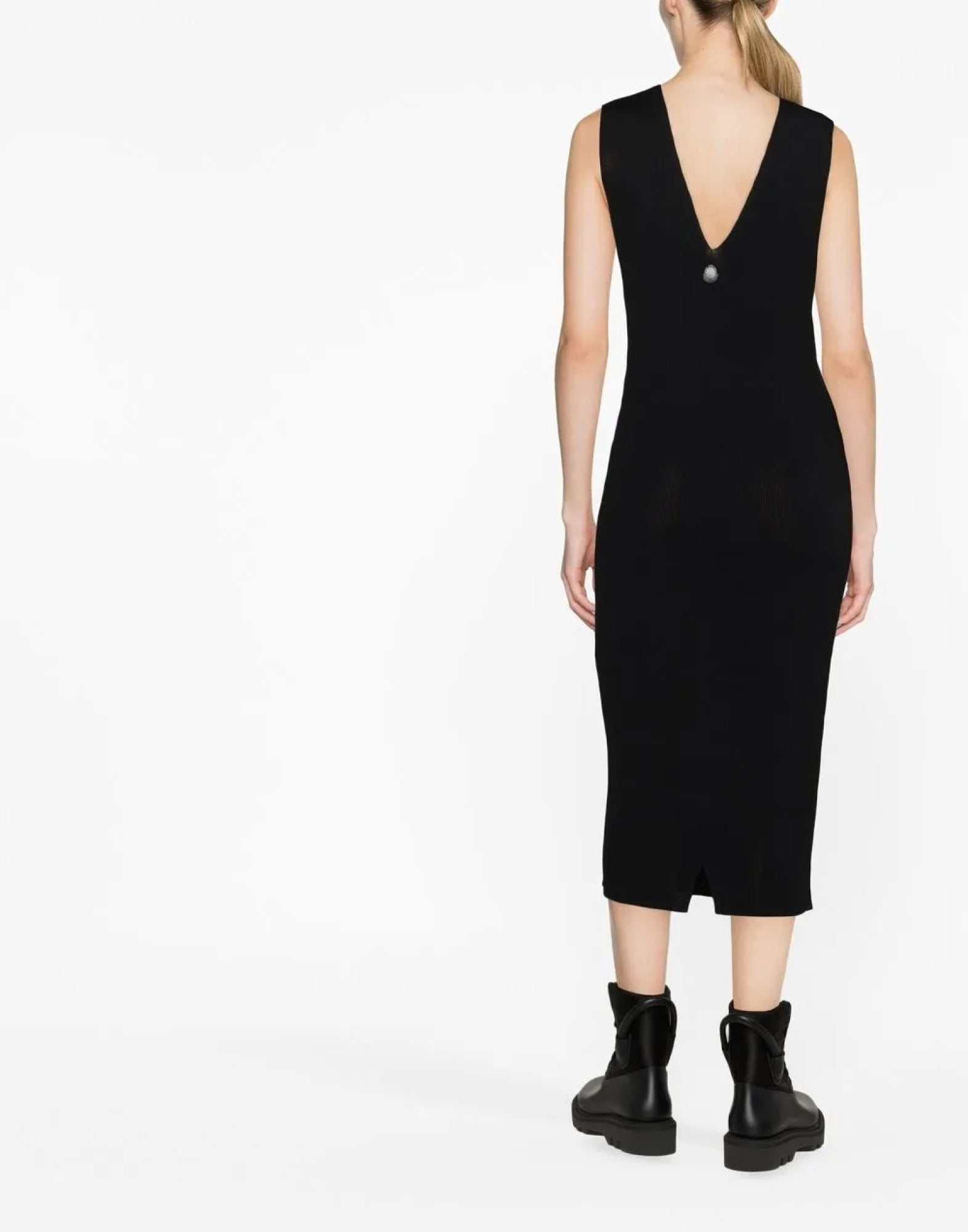MONCLER Knit Logo Midi Dress - Sleek and Stylish