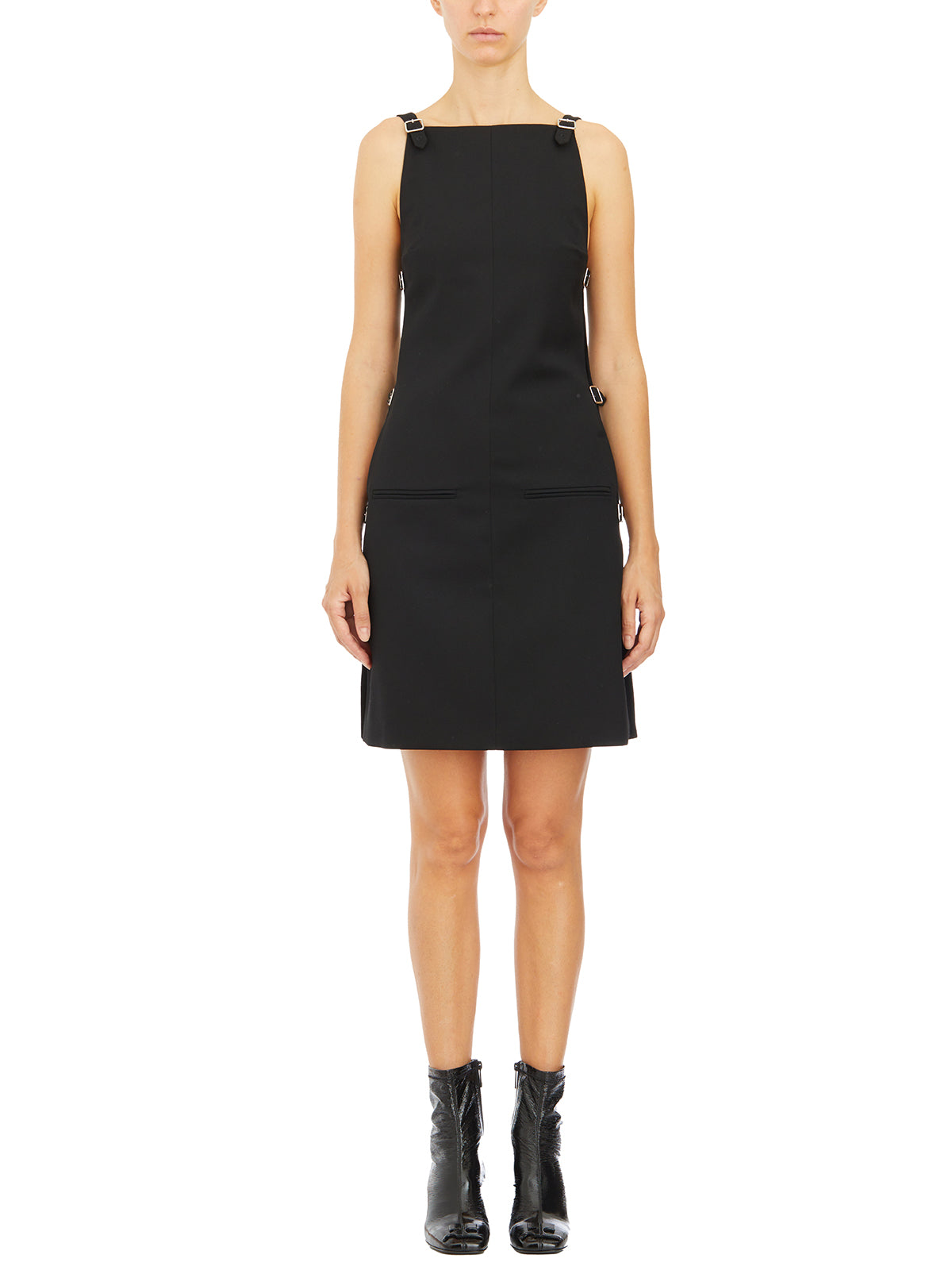 COURREGÈS Tailored Mini Wool Dress with Shoulder Pads - Size 36