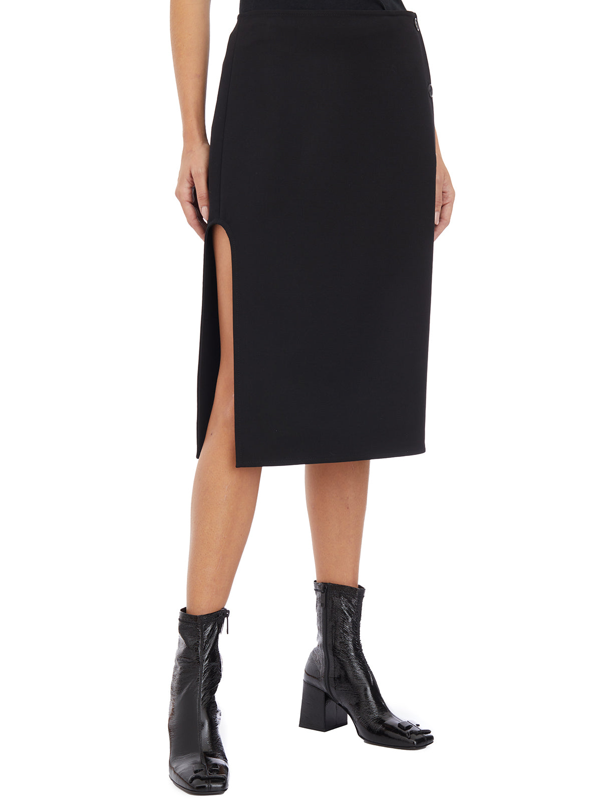 COURREGÈS Tailored Midi Skirt with Front Buttons - Size 40