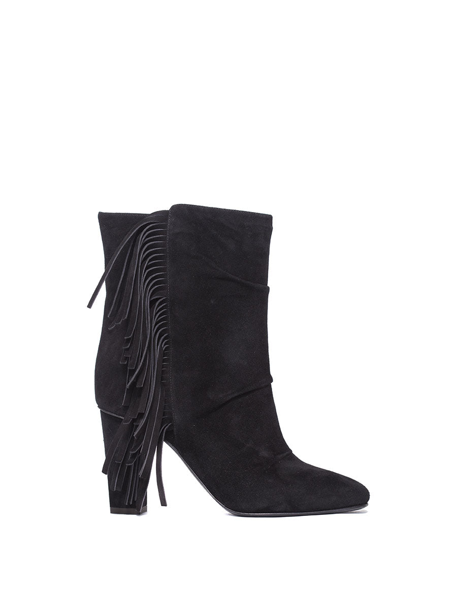 GIUSEPPE ZANOTTI Suede Unkle Boot with Fringes - 90mm Heel