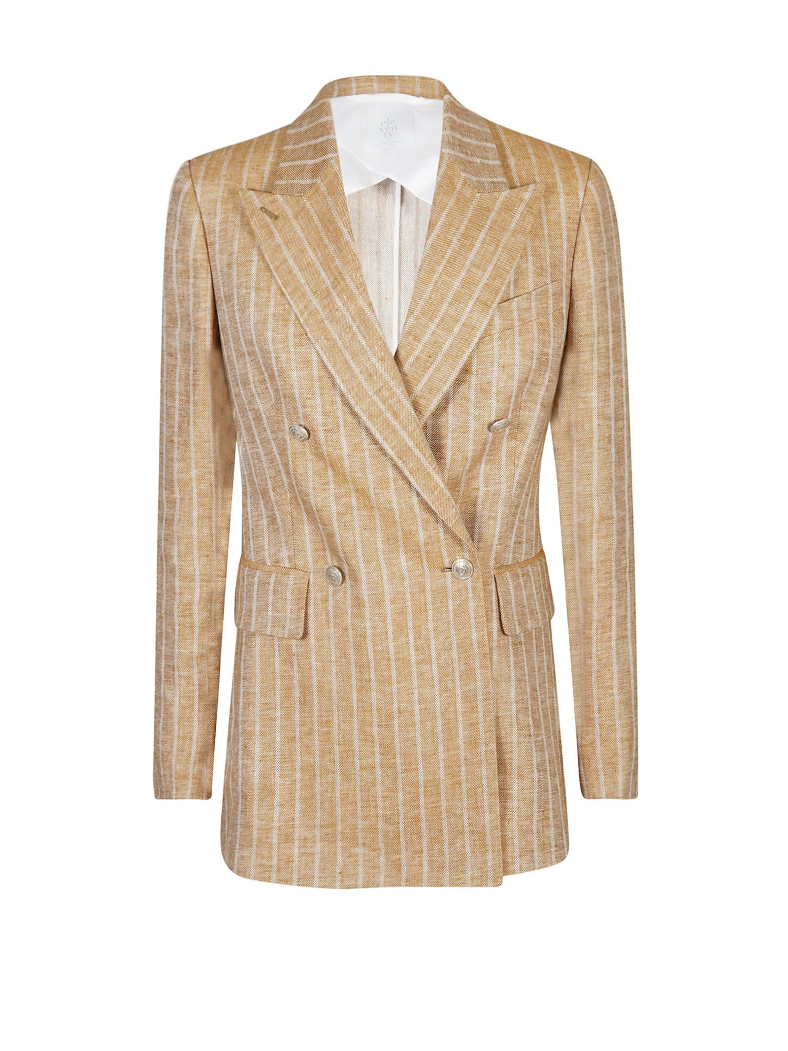ELEVENTY Double-Breasted Striped Linen Jacket for Women