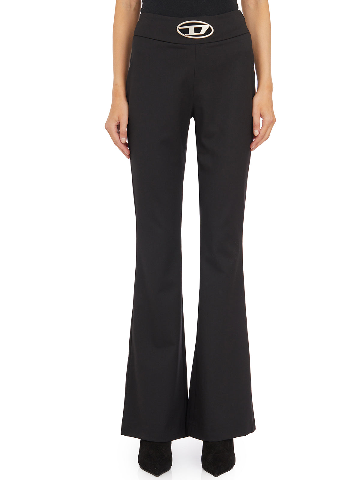 DIESEL Slim Fit High Waist Trousers with Maxi Buttoning