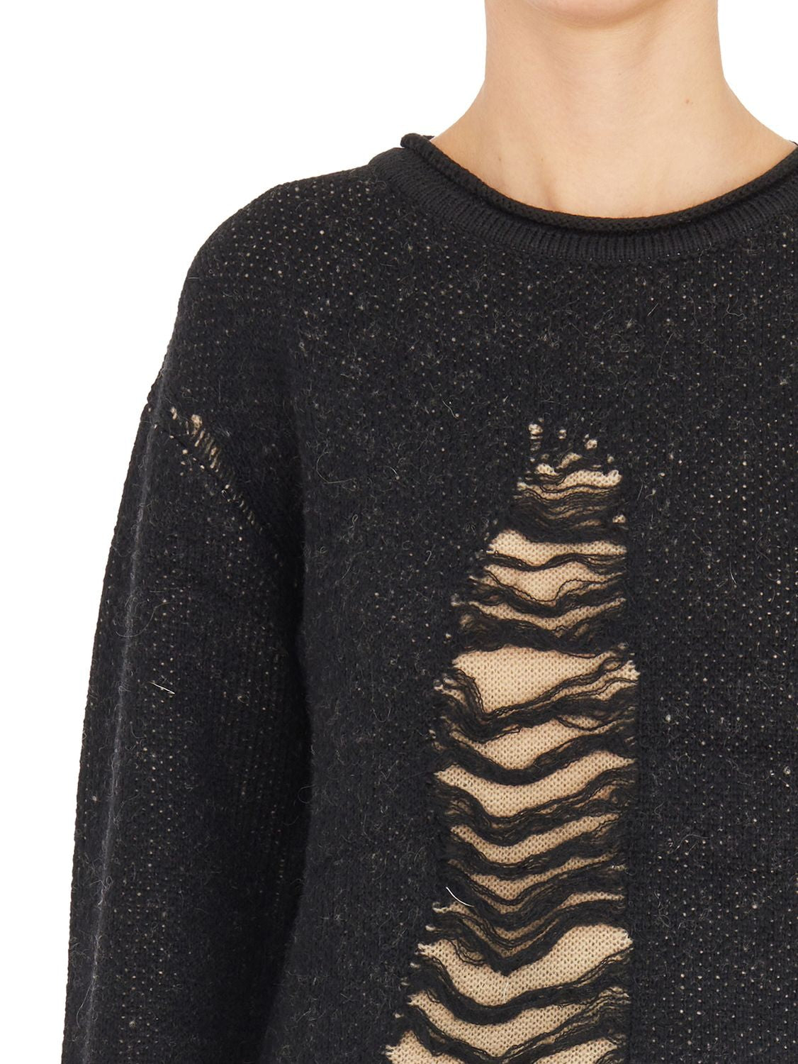 CHIAHUNG SU Double Layer Damaged Roundneck Sweater - Women's Size M