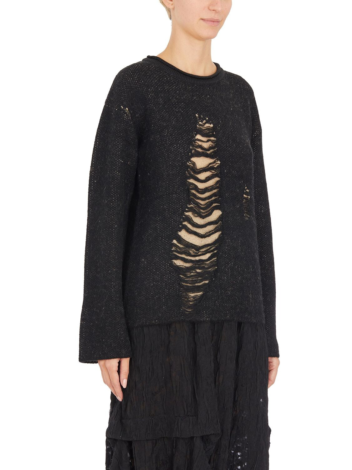 CHIAHUNG SU Double Layer Damaged Roundneck Sweater - Women's Size M