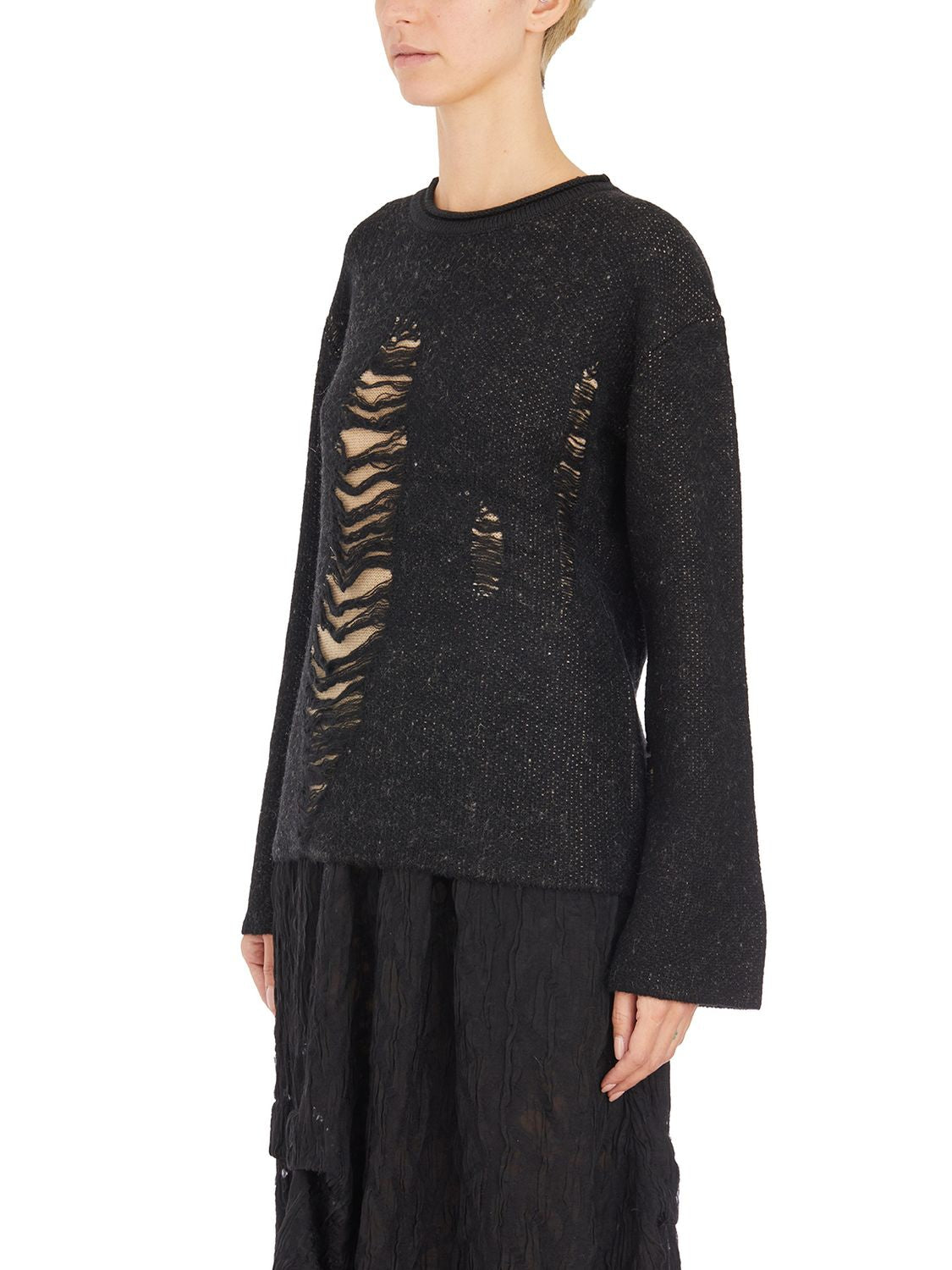 CHIAHUNG SU Double Layer Damaged Roundneck Sweater - Women's Size M