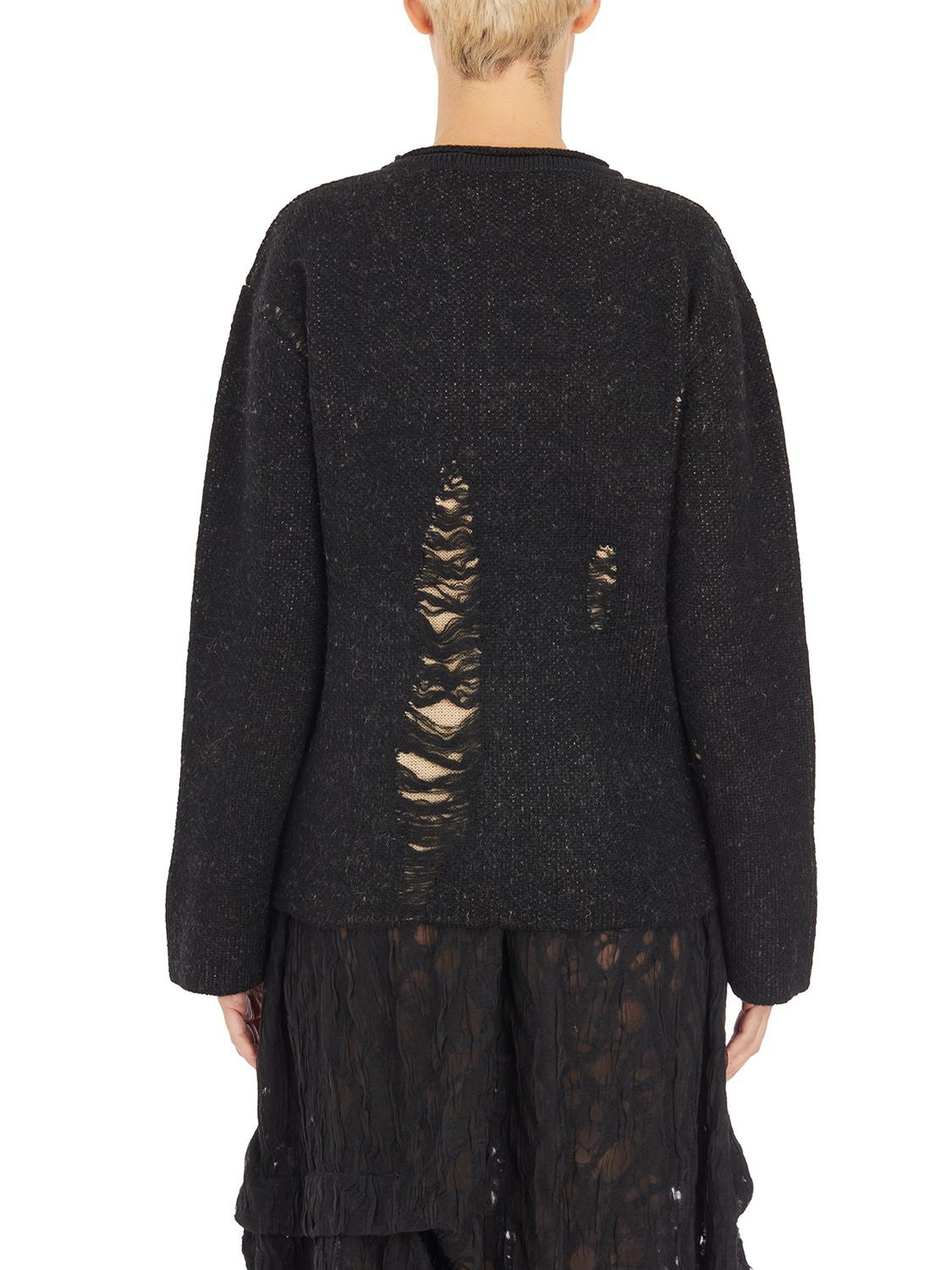 CHIAHUNG SU Double Layer Damaged Roundneck Sweater - Women's Size M