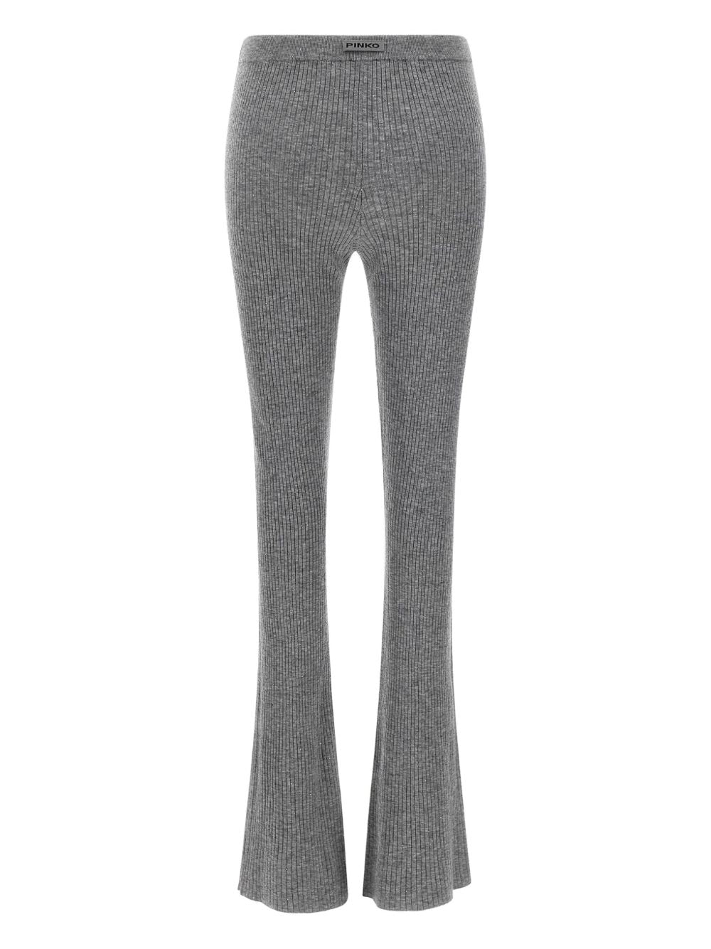 PINKO Ribbed Knit Trousers with Crystal Embellishments for Women