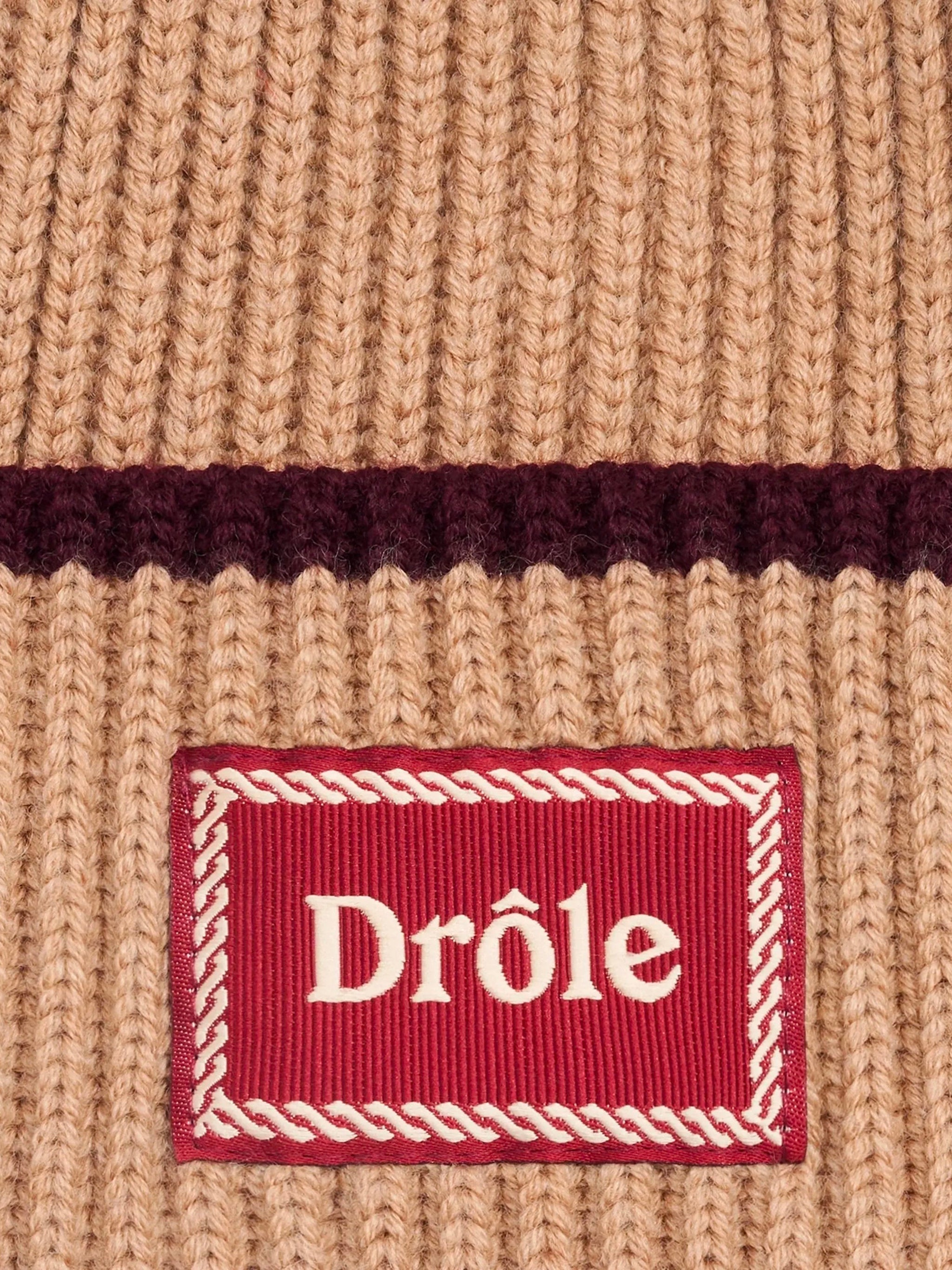 DRÔLE DE MONSIEUR Classic Wool Beanie with Striped Trim