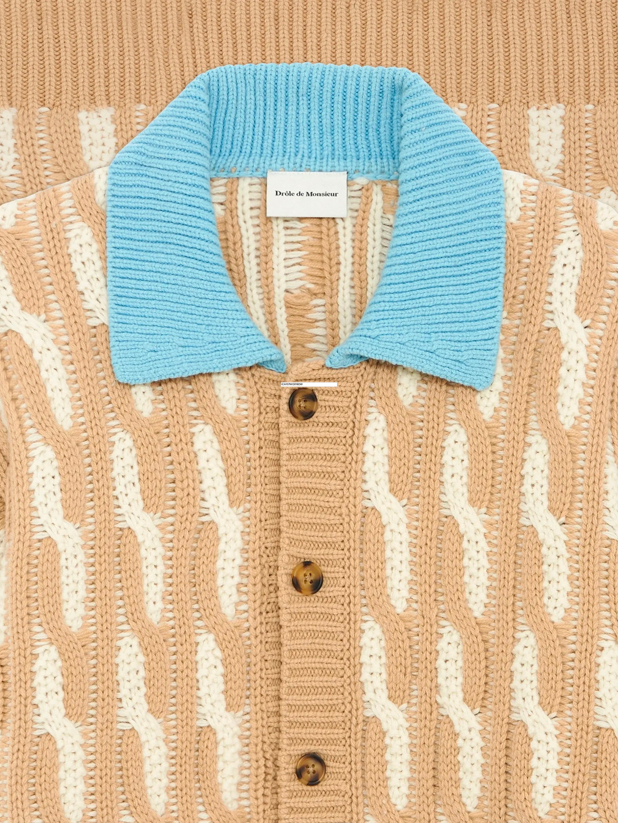 DRÔLE DE MONSIEUR Two-Tone Cable-Knit Cardigan - Size M