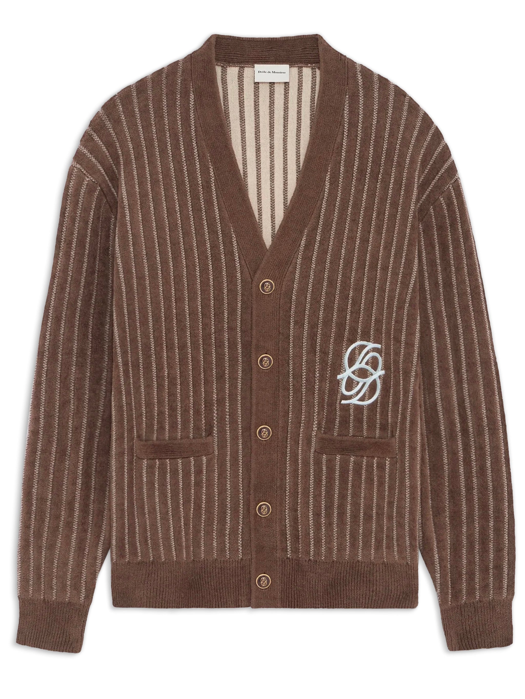 DRÔLE DE MONSIEUR V-Neck Monogram Cardigan - Size S