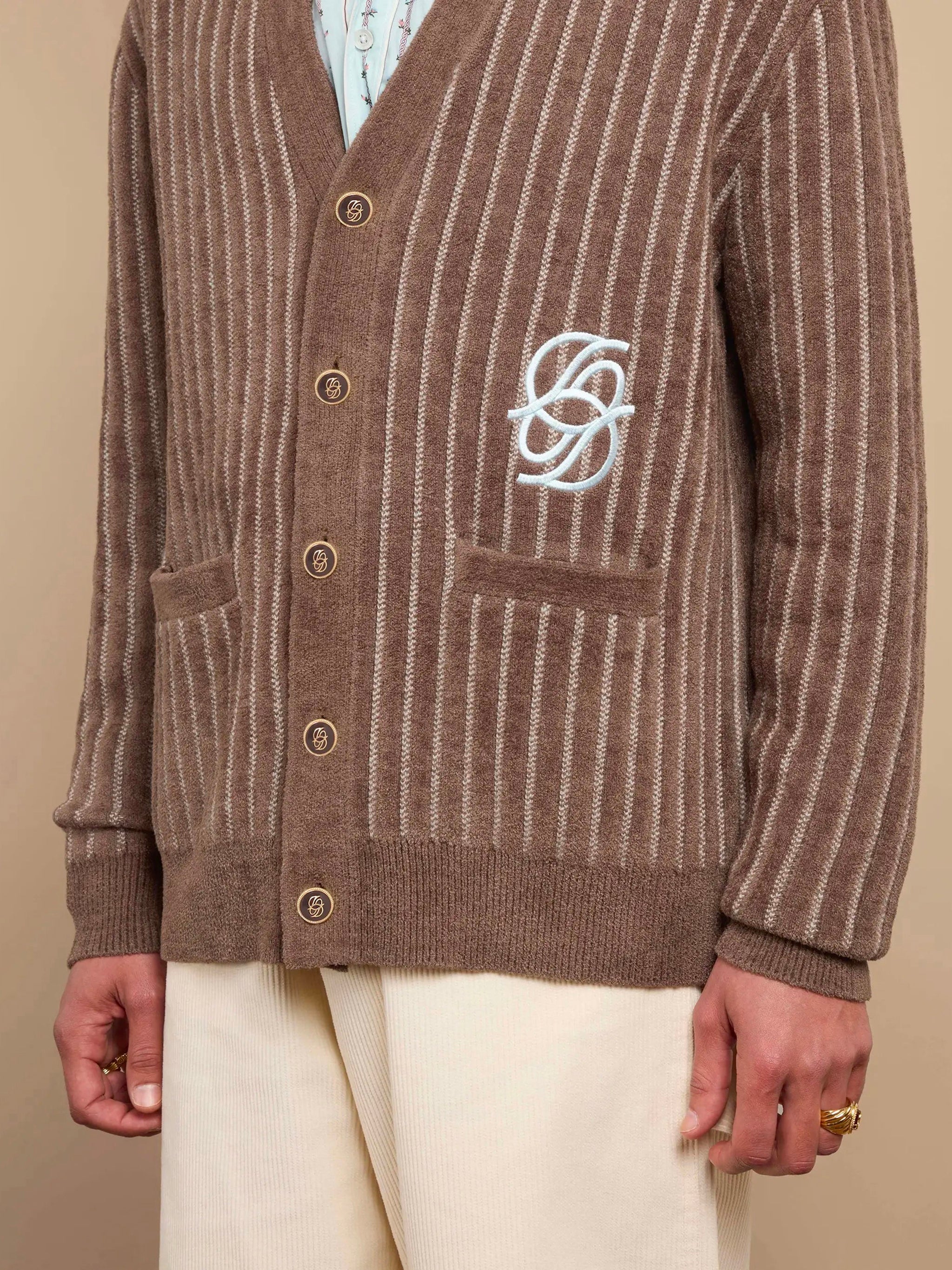DRÔLE DE MONSIEUR V-Neck Monogram Cardigan - Size S