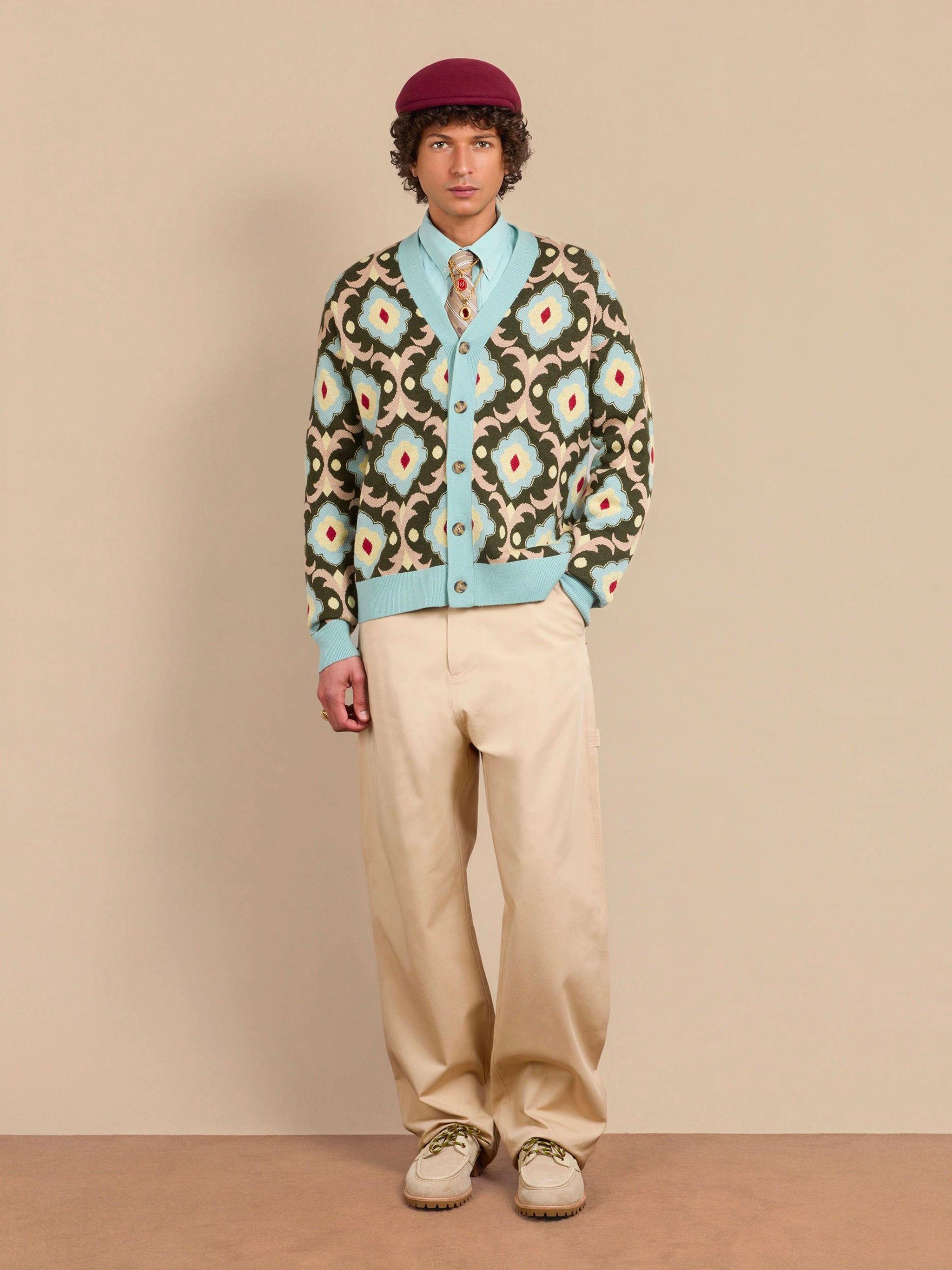 DRÔLE DE MONSIEUR Men's Tapestry Cardigan - Size M