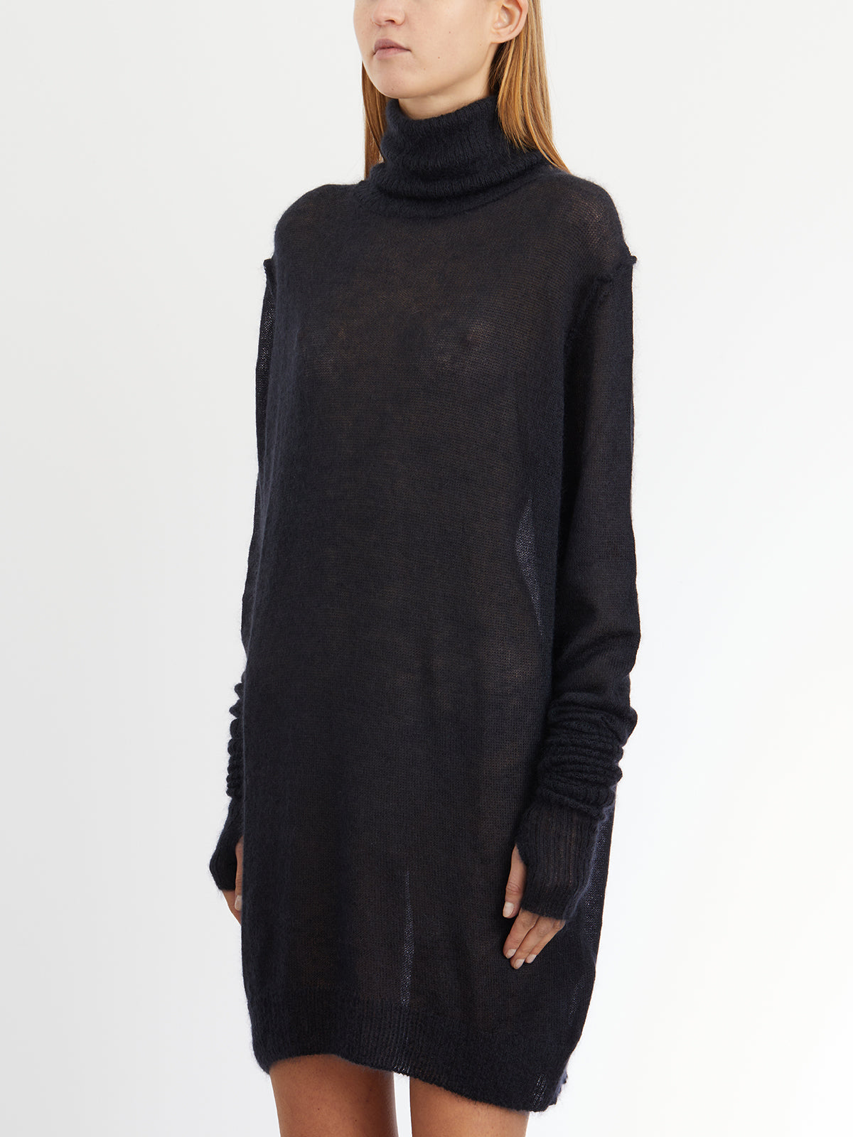 ISABEL BENENATO Luxurious Mohair and Silk Turtleneck Maxi Dress - Size S