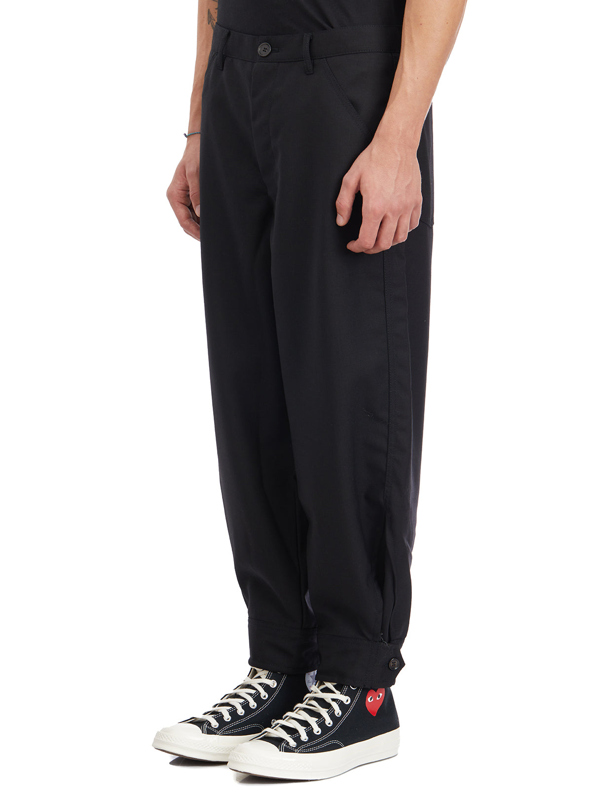 COMME DES GARÇONS SHIRT Men's Wool Trousers with Adjustable Bottoms - Size M