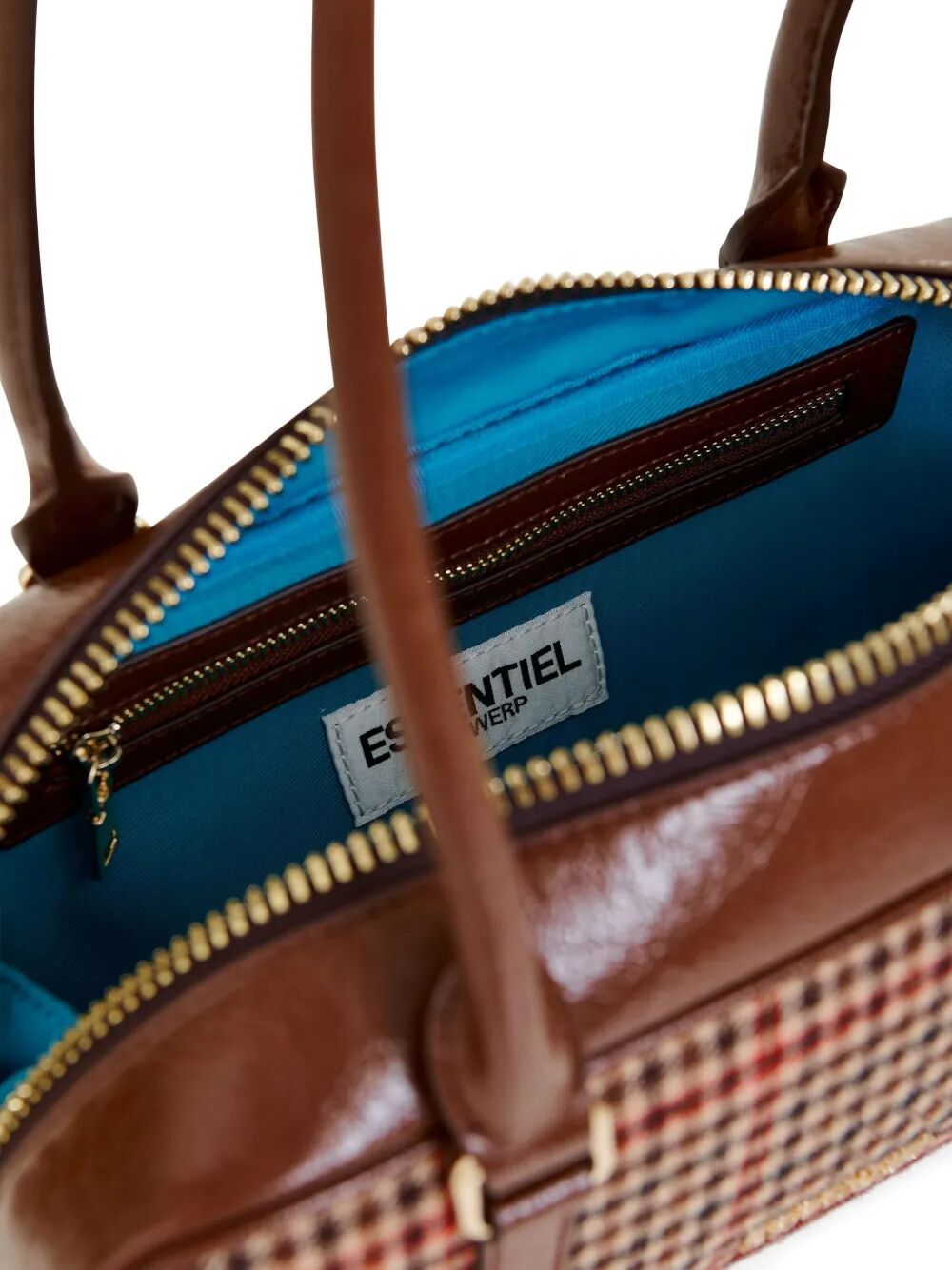 ESSENTIEL ANTWERP Check Wool Fabric Handbag