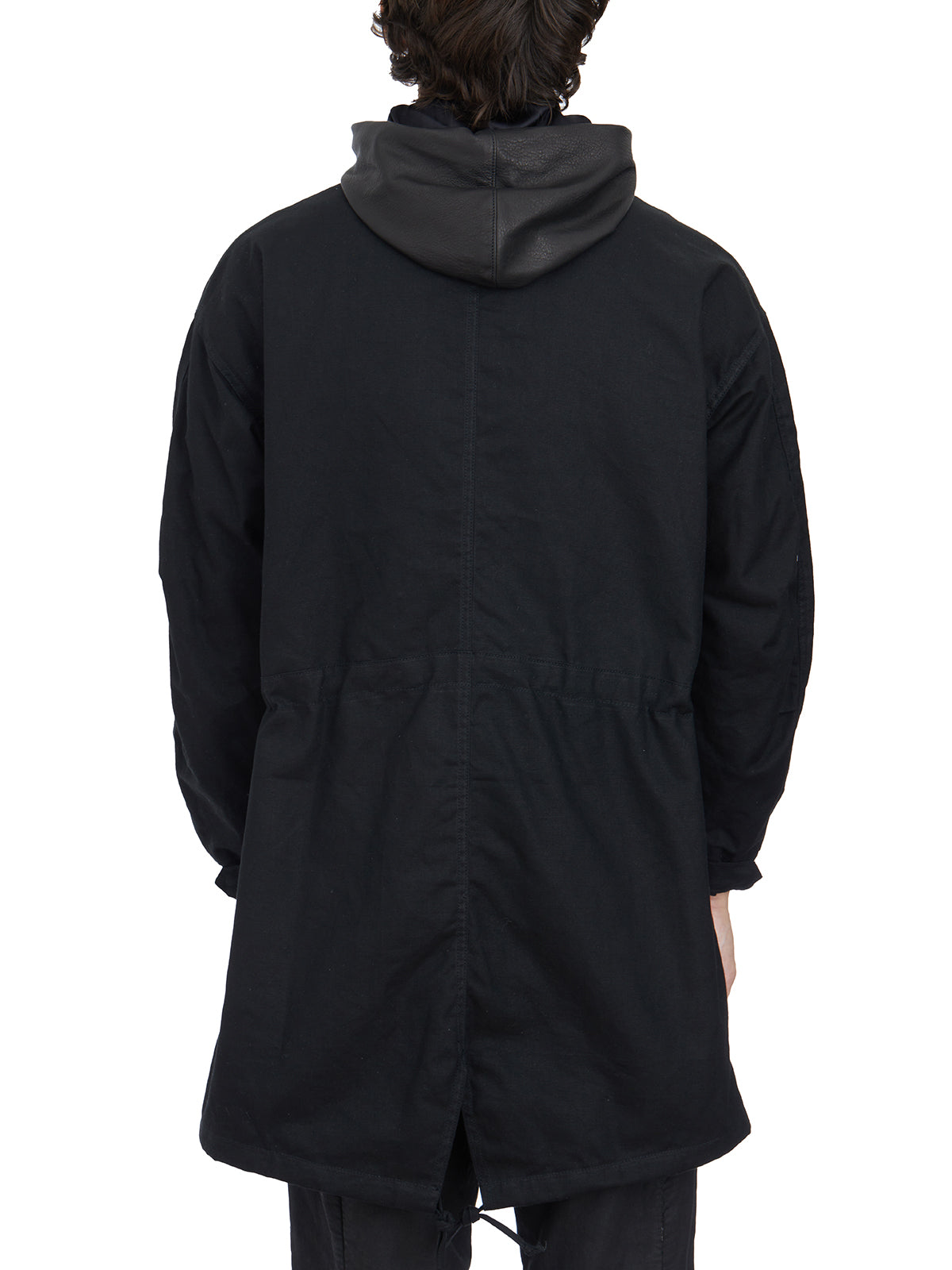 GIORGIO BRATO Canvas Parka Jacket with Removable Leather Hoodie - Size 50