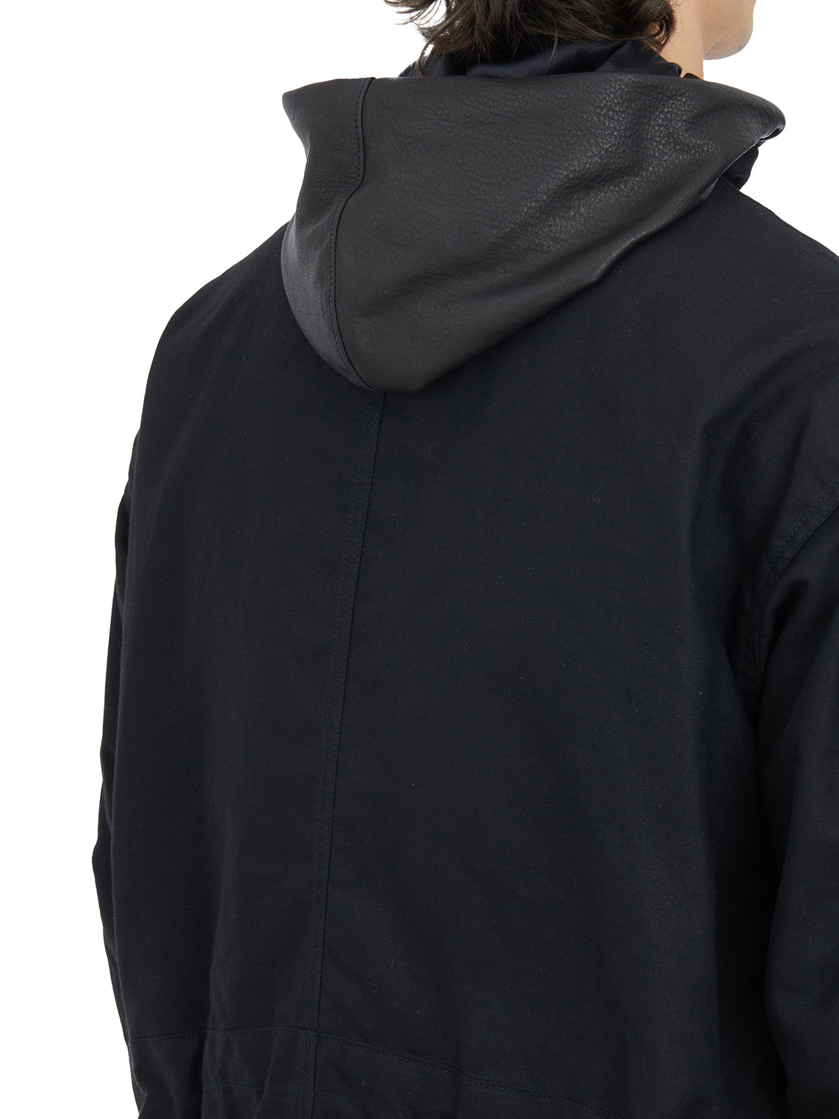 GIORGIO BRATO Canvas Parka Jacket with Removable Leather Hoodie - Size 50