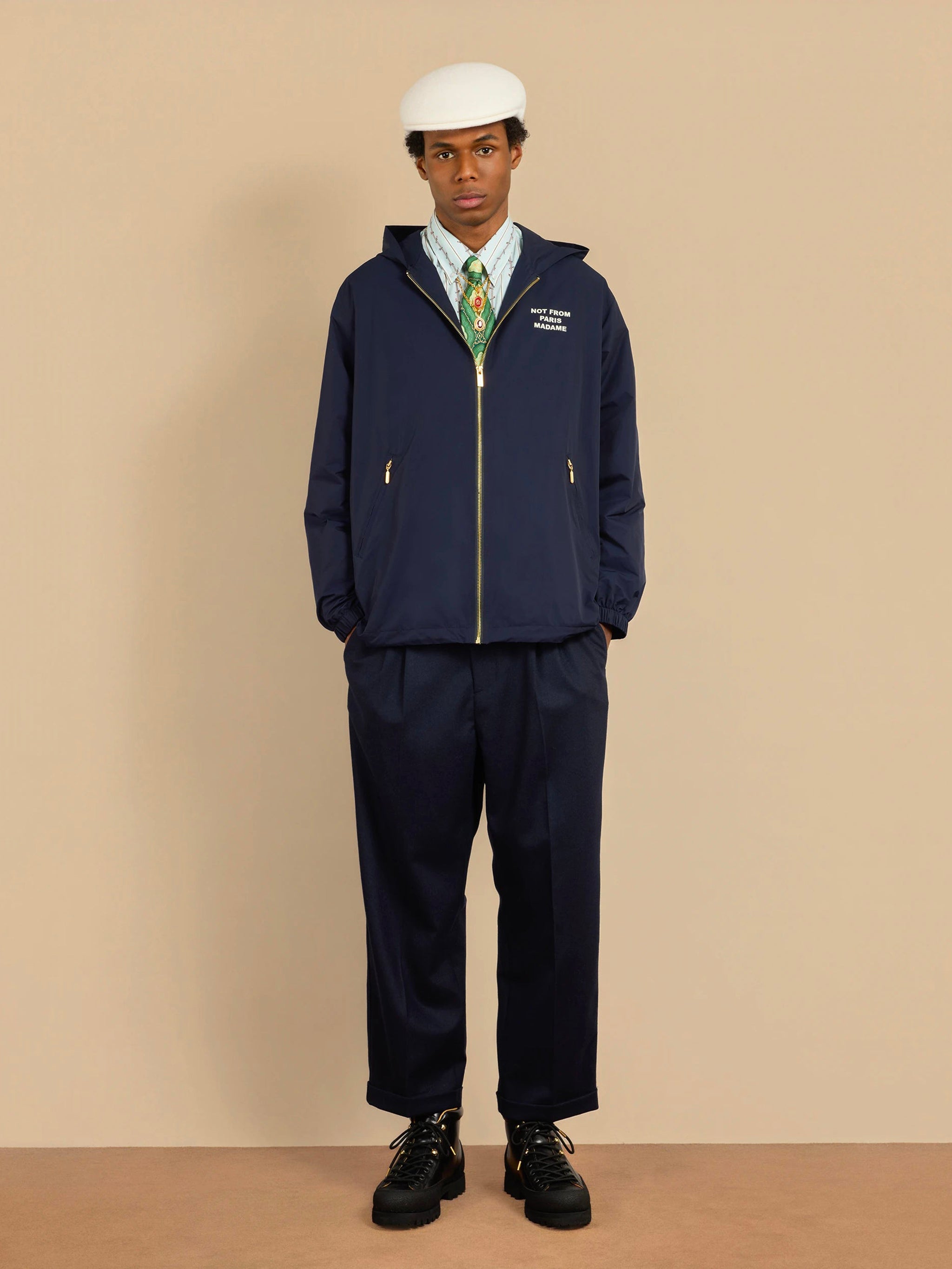 DRÔLE DE MONSIEUR Lightweight Hooded Jacket with Slogan - Size M