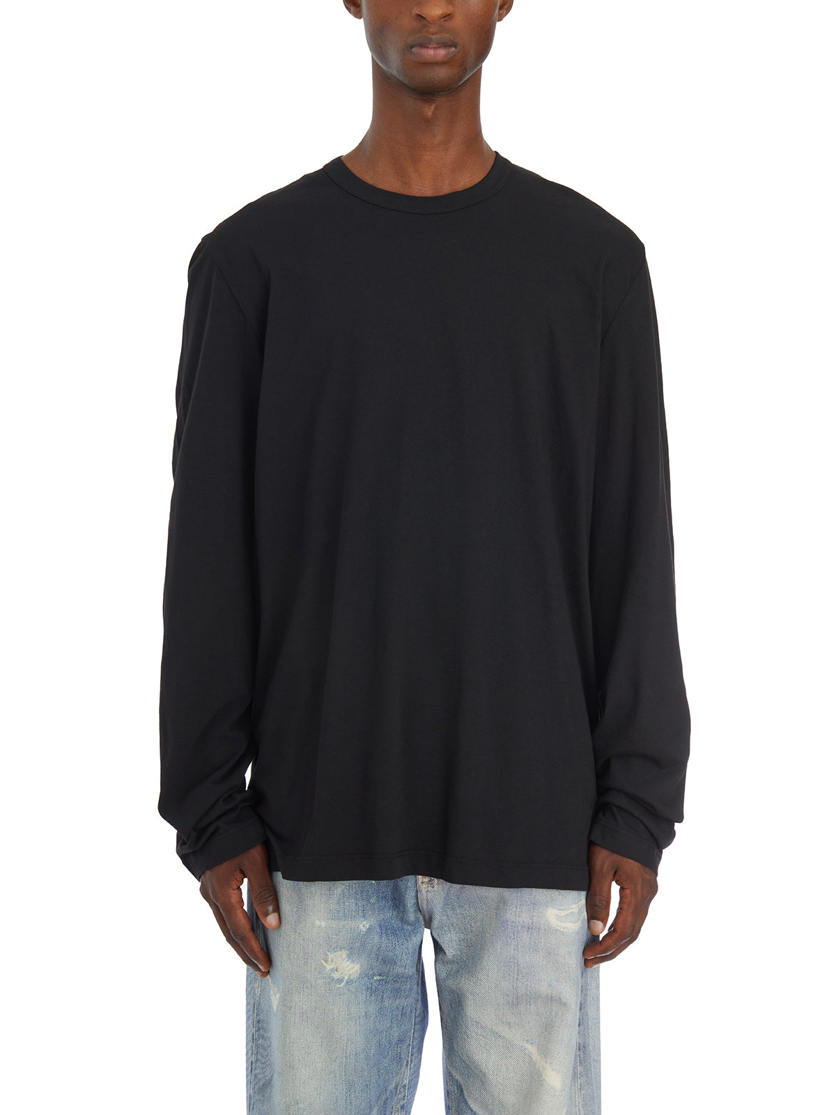 JAMES PERSE Round Neck Long Sleeve T-Shirt for Men - Size 3