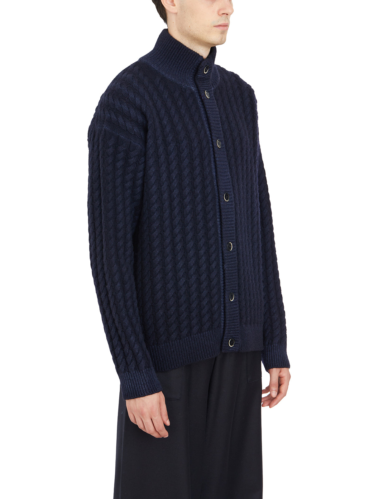 BARENA Cable Knit High Neck Cardigan - Size M