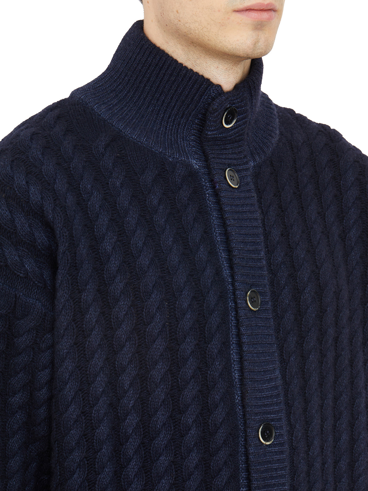 BARENA Cable Knit High Neck Cardigan - Size M