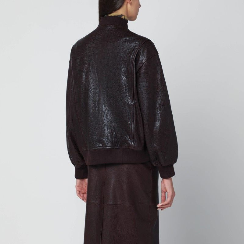 IVY OAK Women's Leather Bomber Jacket with Zip