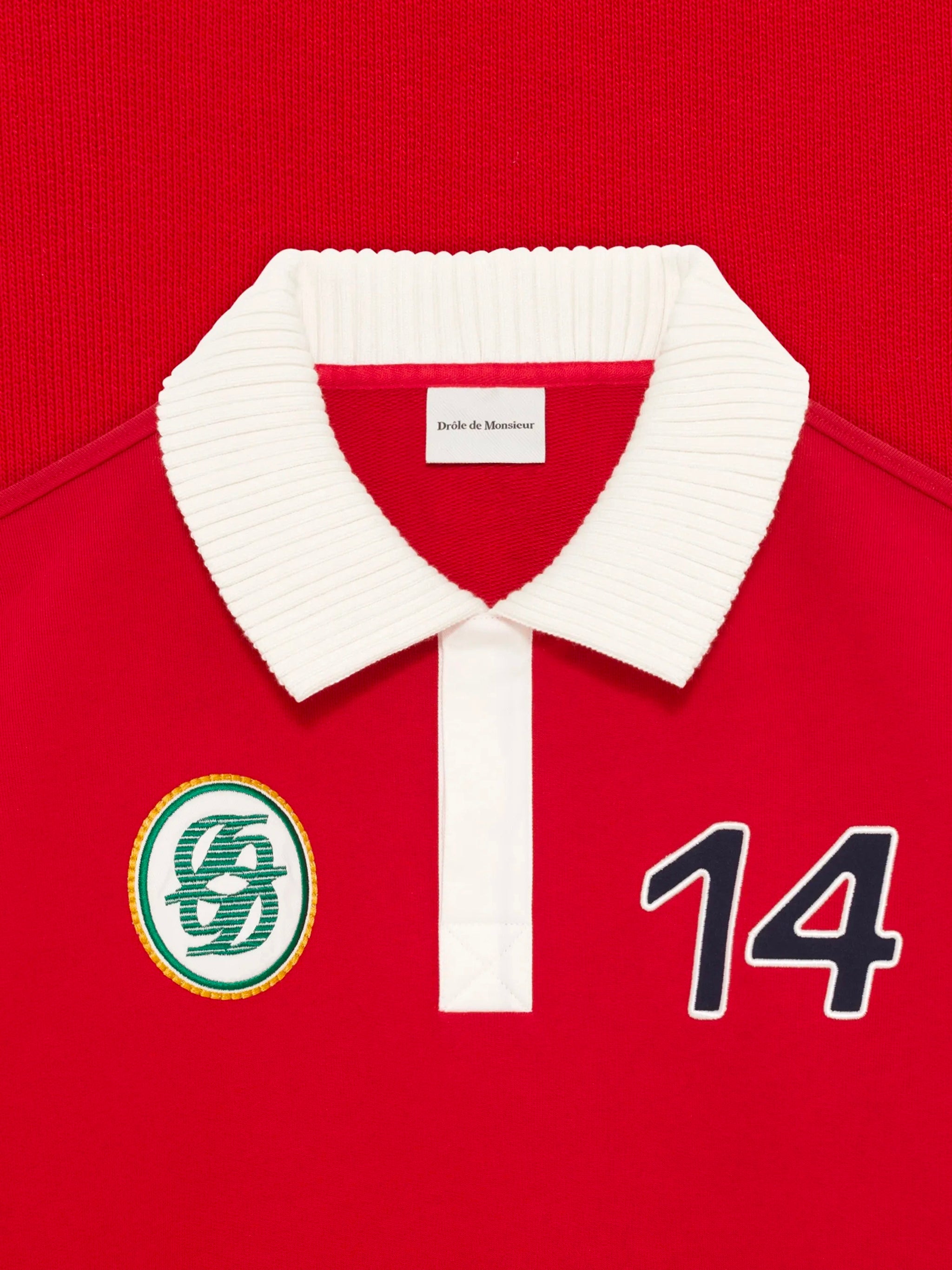 DRÔLE DE MONSIEUR Classic Long-Sleeved Polo with Embroidered Details