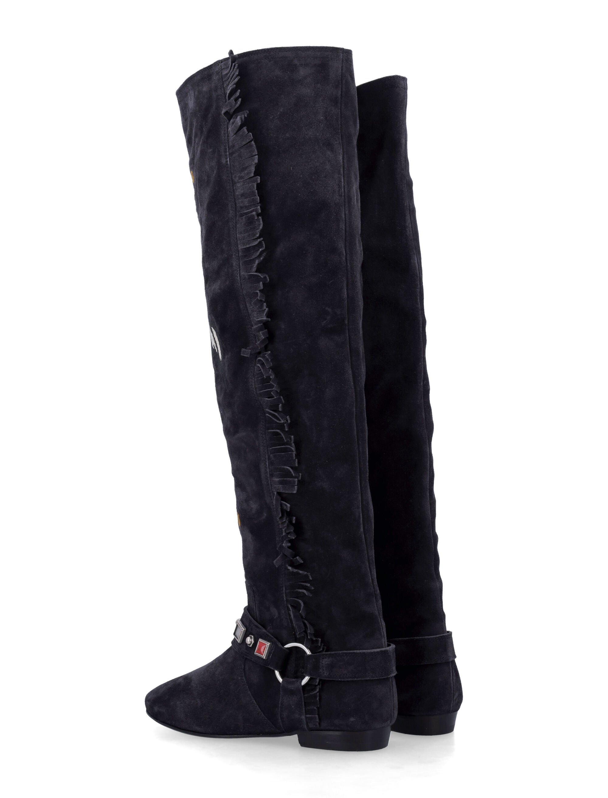 ISABEL MARANT Thigh Boots with Embroidered Fringes