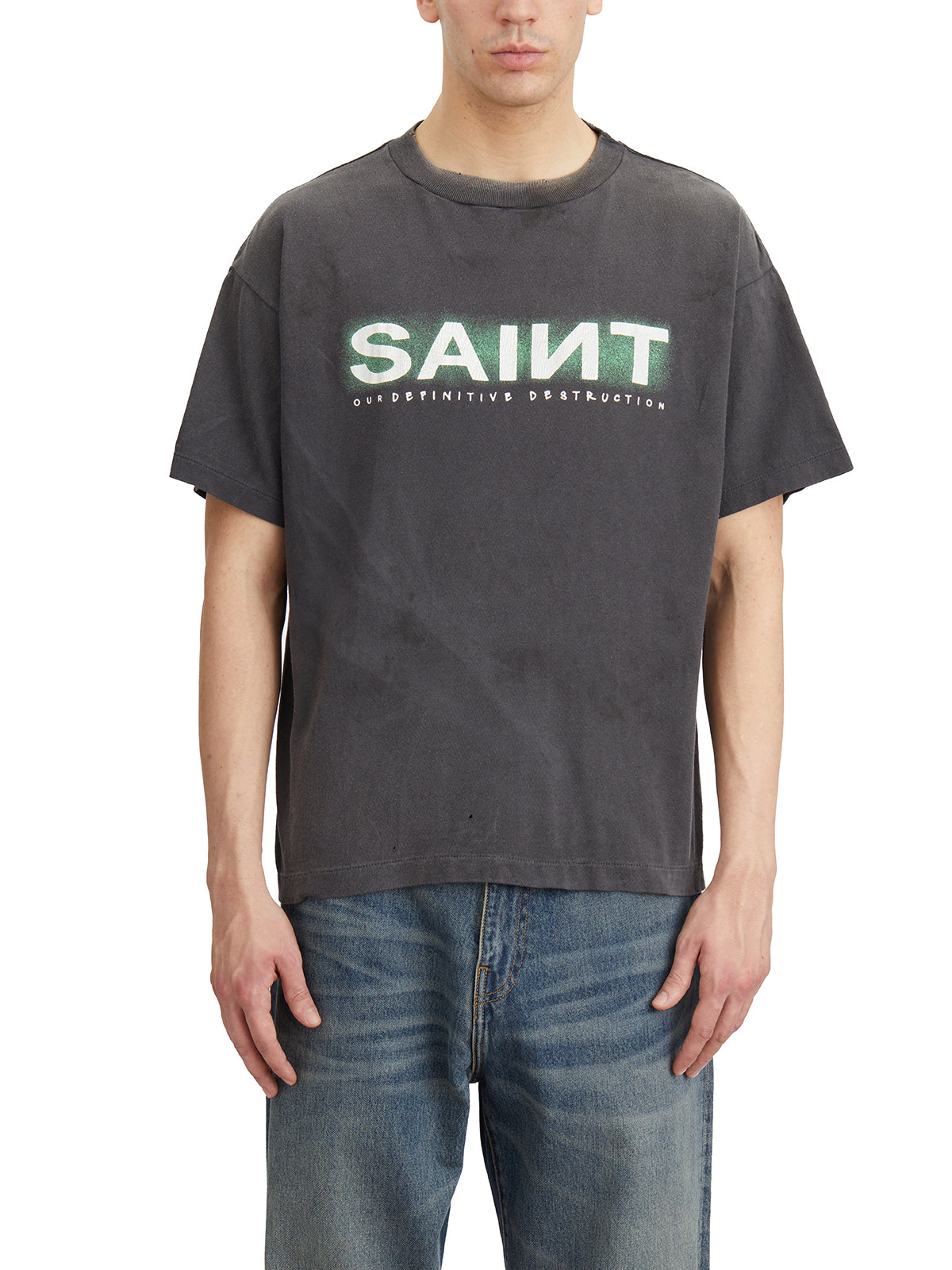 SAINT MXXXXXX Men's Logo Cotton Roundneck T-Shirt - Size M
