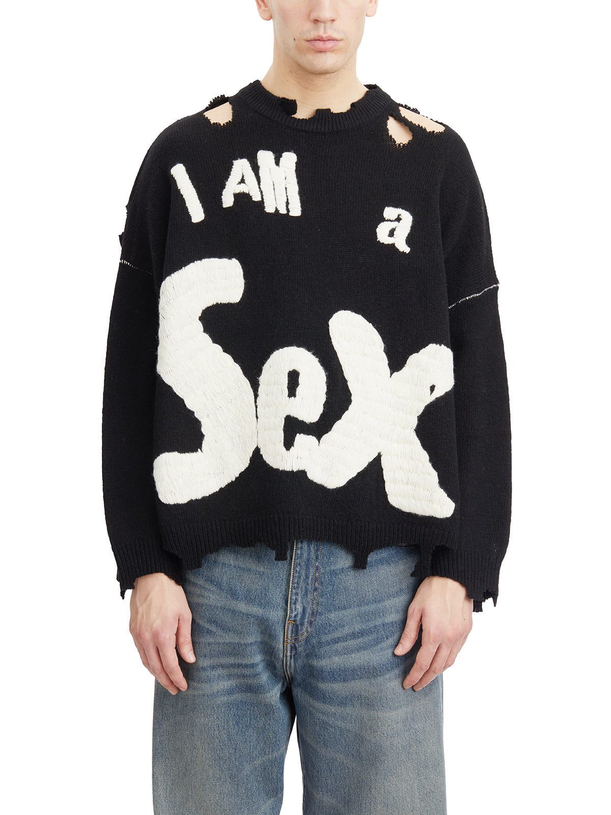 SAINT MXXXXXX Oversized Destroyed Wool Sweater - Size L