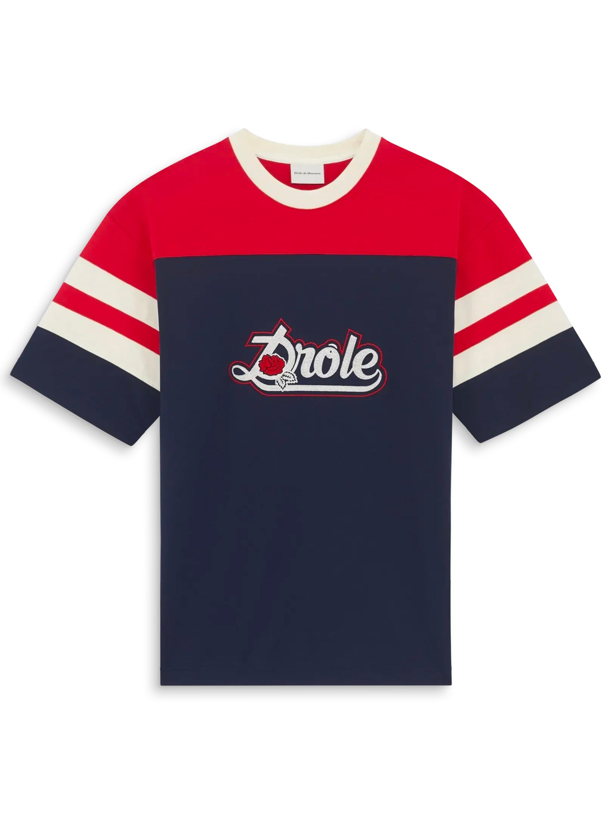 DRÔLE DE MONSIEUR Heavy Fabric T-Shirt with Embroidered Front - Size M