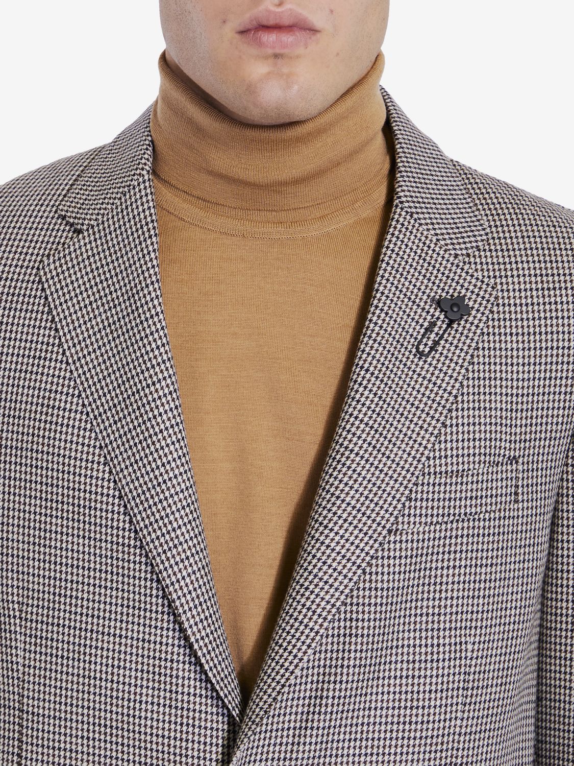 LARDINI Stylish Houndstooth Single-Breasted Jacket (Regular Fit)