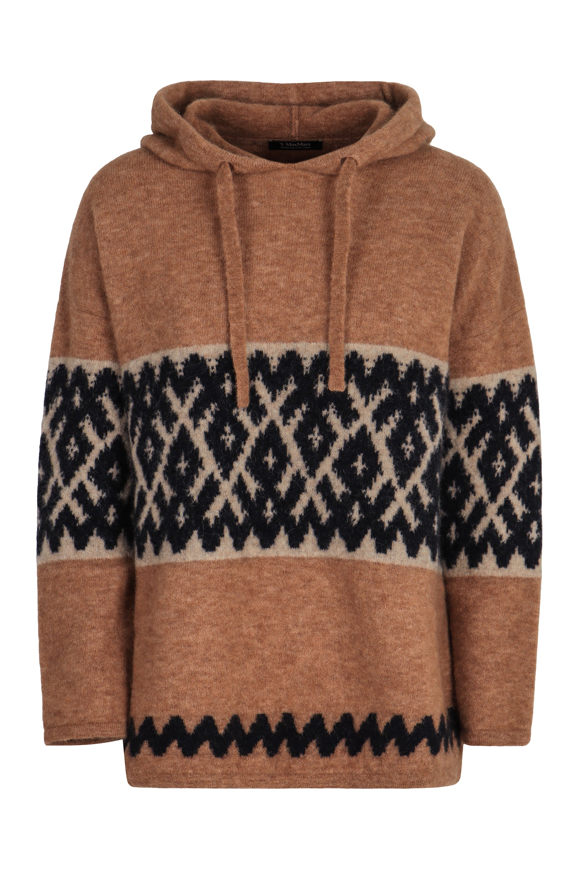 S MAX MARA Oversized Hoodie Sweater with Geometric Design