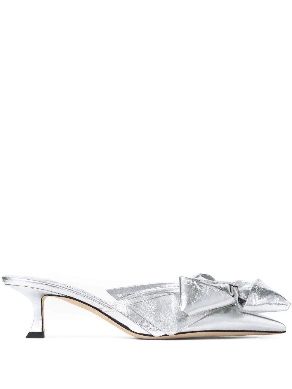 JIMMY CHOO Silver Bow Heel Pumps 5cm