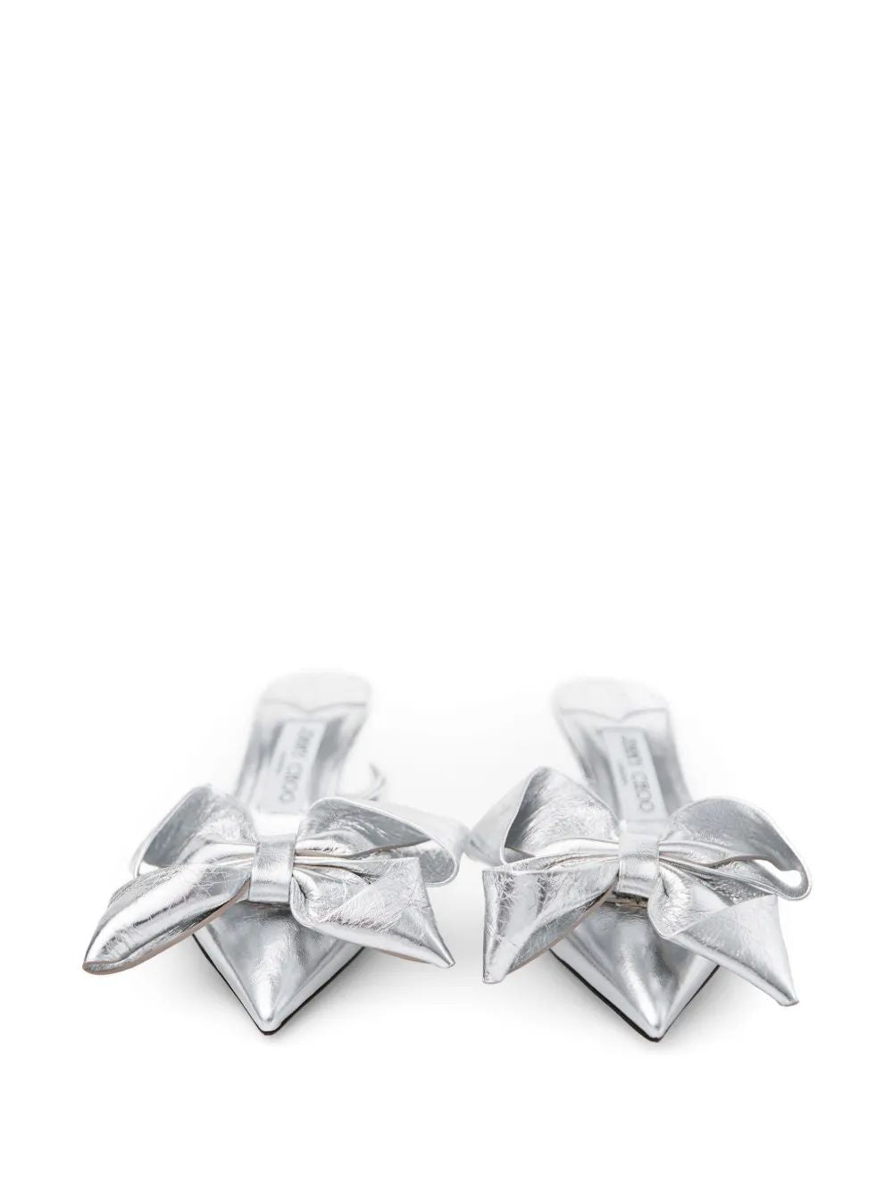 JIMMY CHOO Silver Bow Heel Pumps 5cm