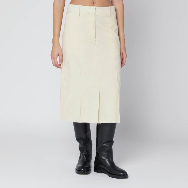 JIL SANDER Wool Midi Skirt with Front Slits